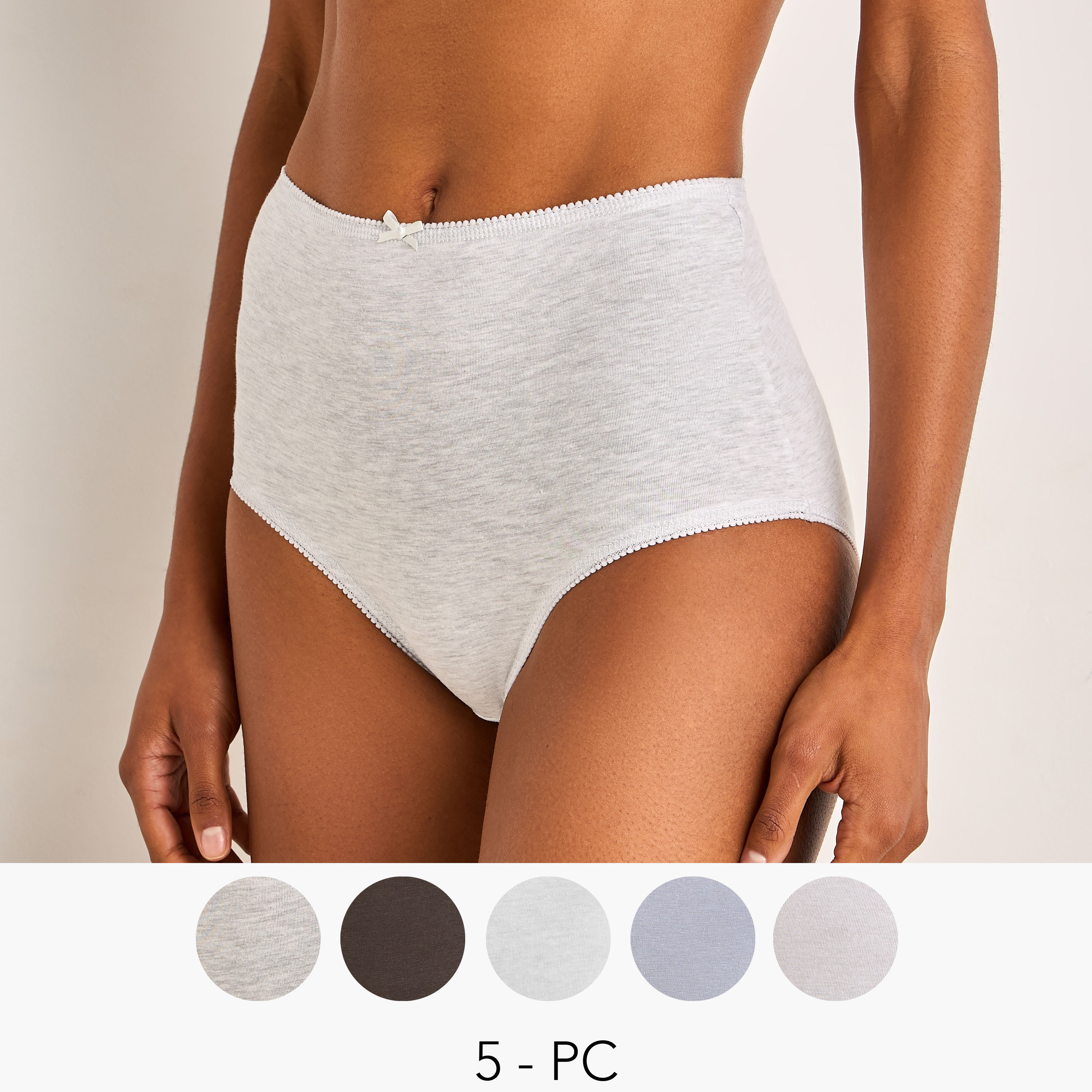 سراويل داخلية بفيونكة - طقم 5 قطع-women-clothing-lingerie-panties-image-1