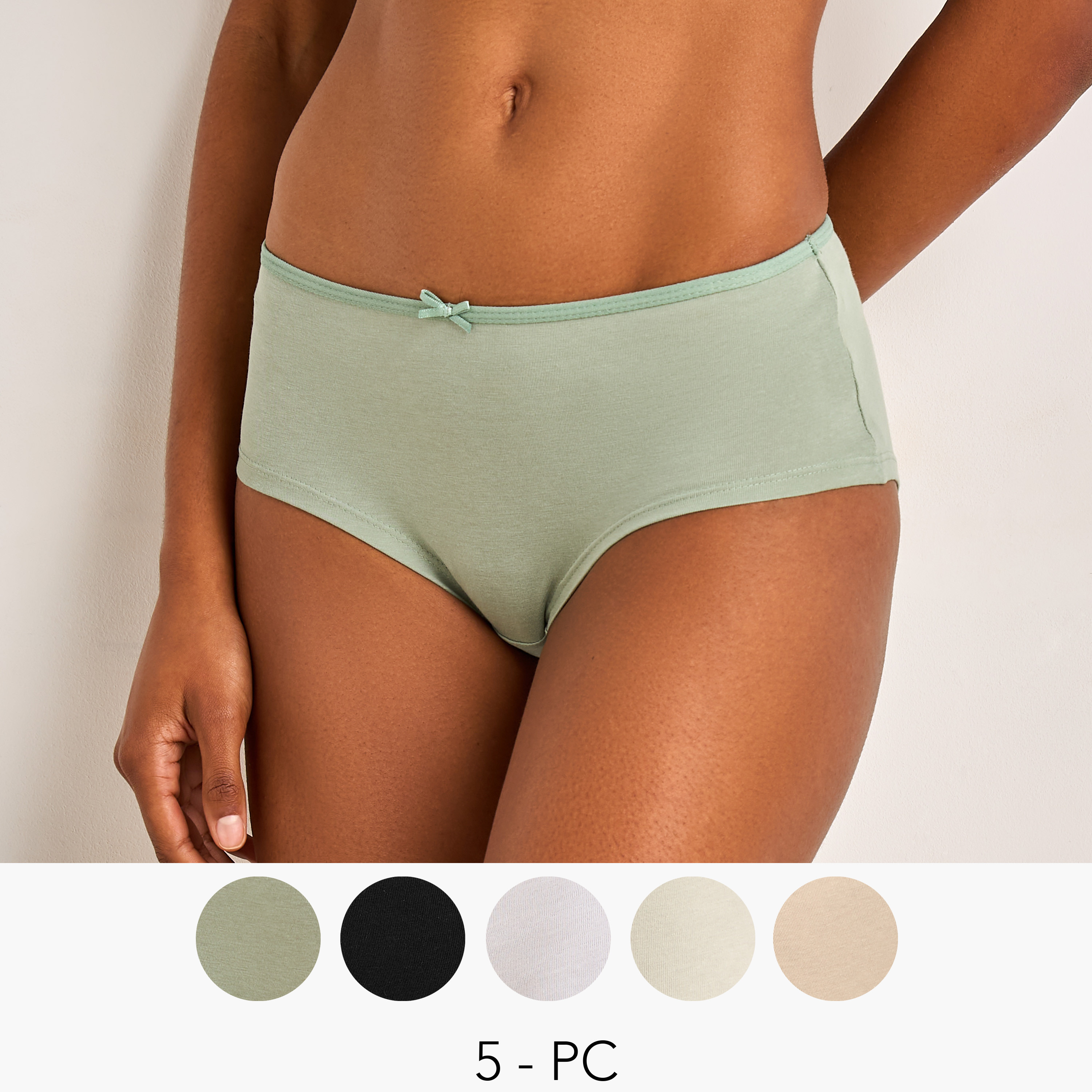 Set of 5 - Hipster Briefs with Bow Detail-women-clothing-lingerie-panties-image-1