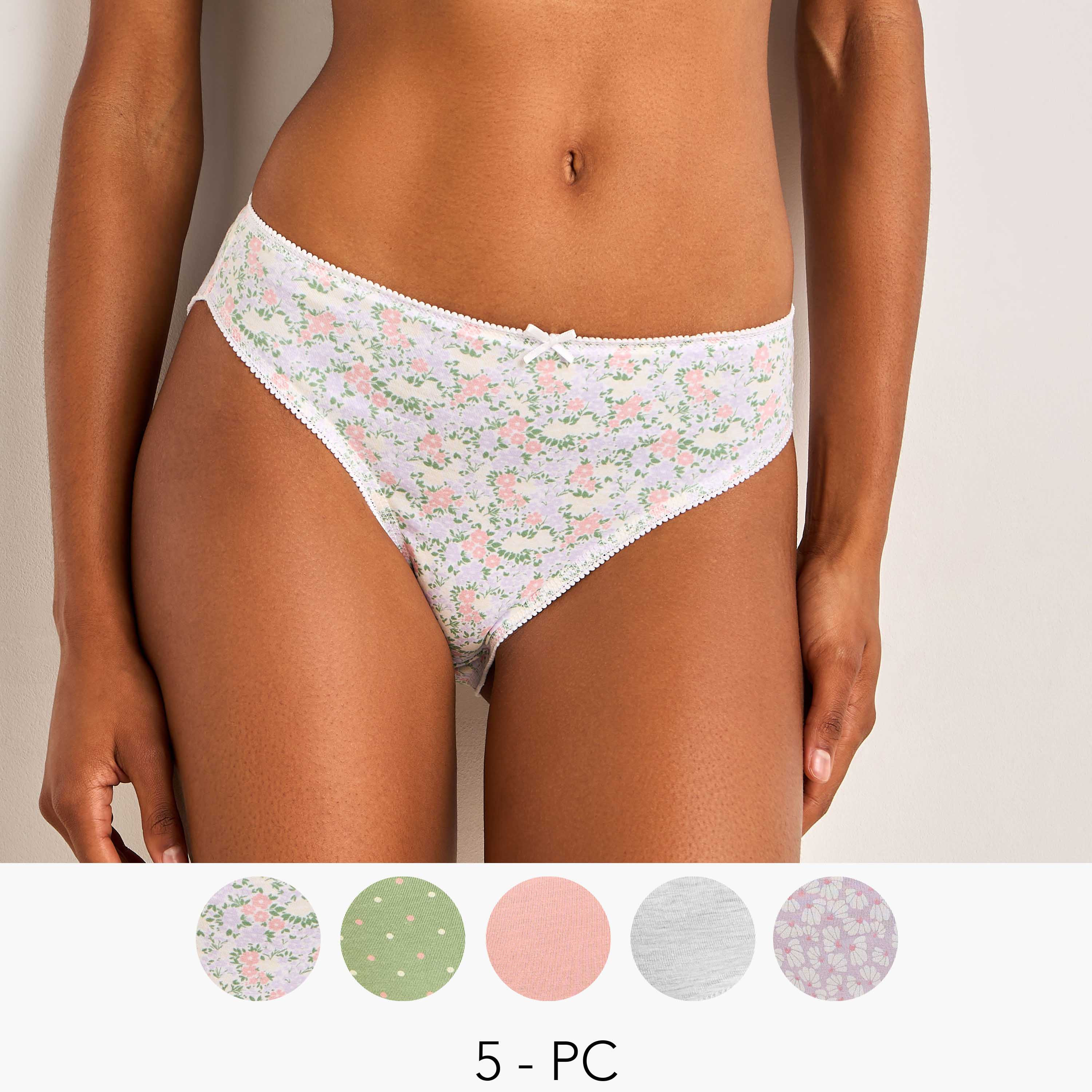 Set of 5 - Bikini Briefs with Assorted Print-women-clothing-lingerie-panties-image-1