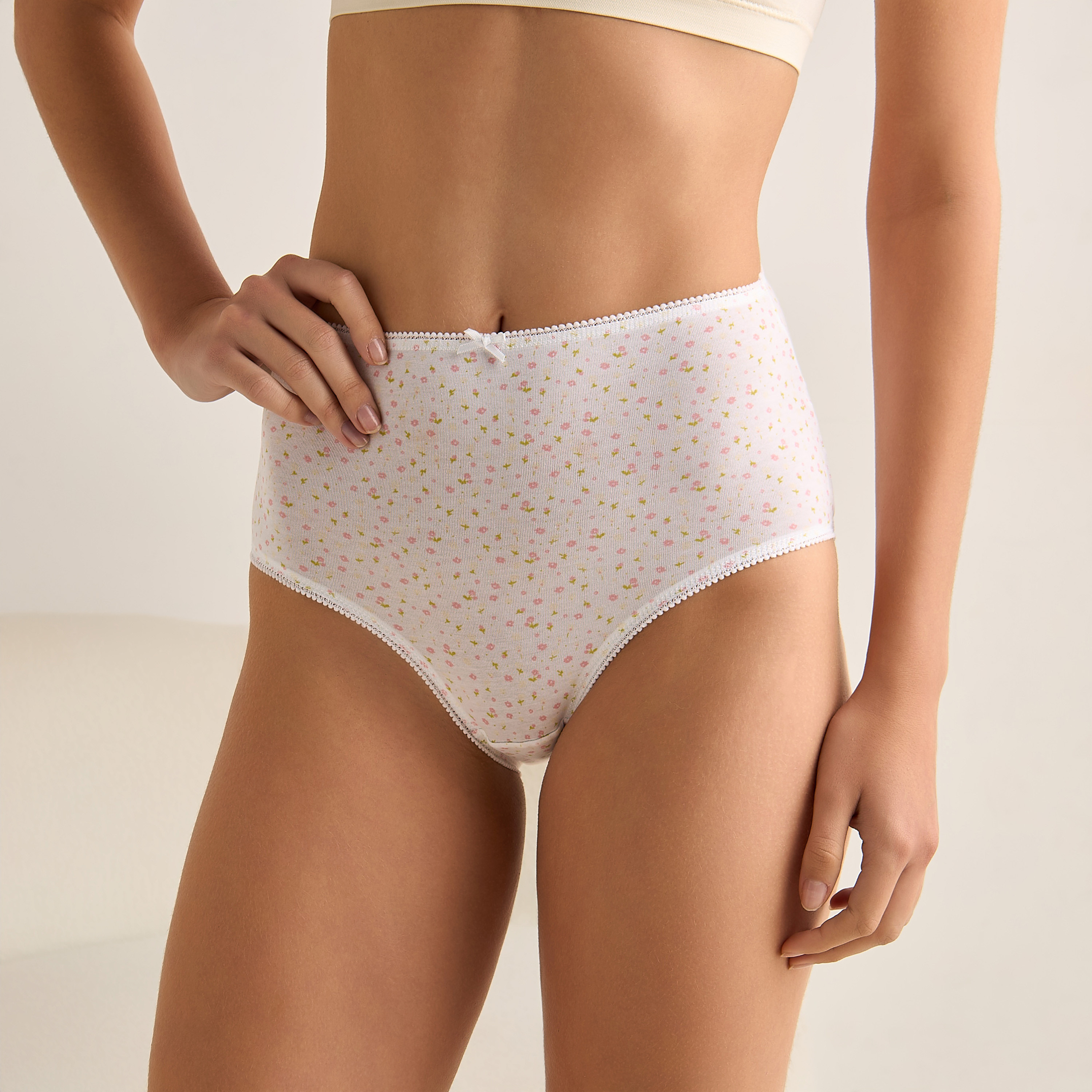 Set of 5 - Full Briefs High Waist Bow Accent-women-clothing-lingerie-panties-image-7