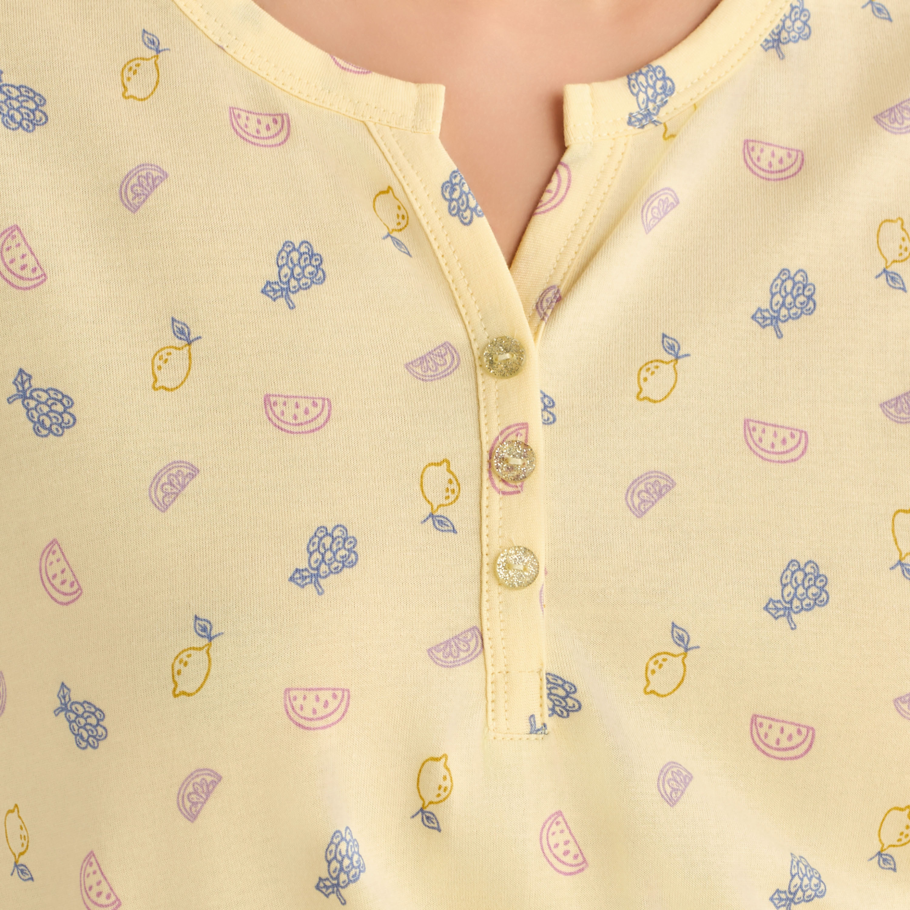Midi Night Dress Short Sleeve Fruit Print Cotton-women-clothing-nightwear-nighties-image-5