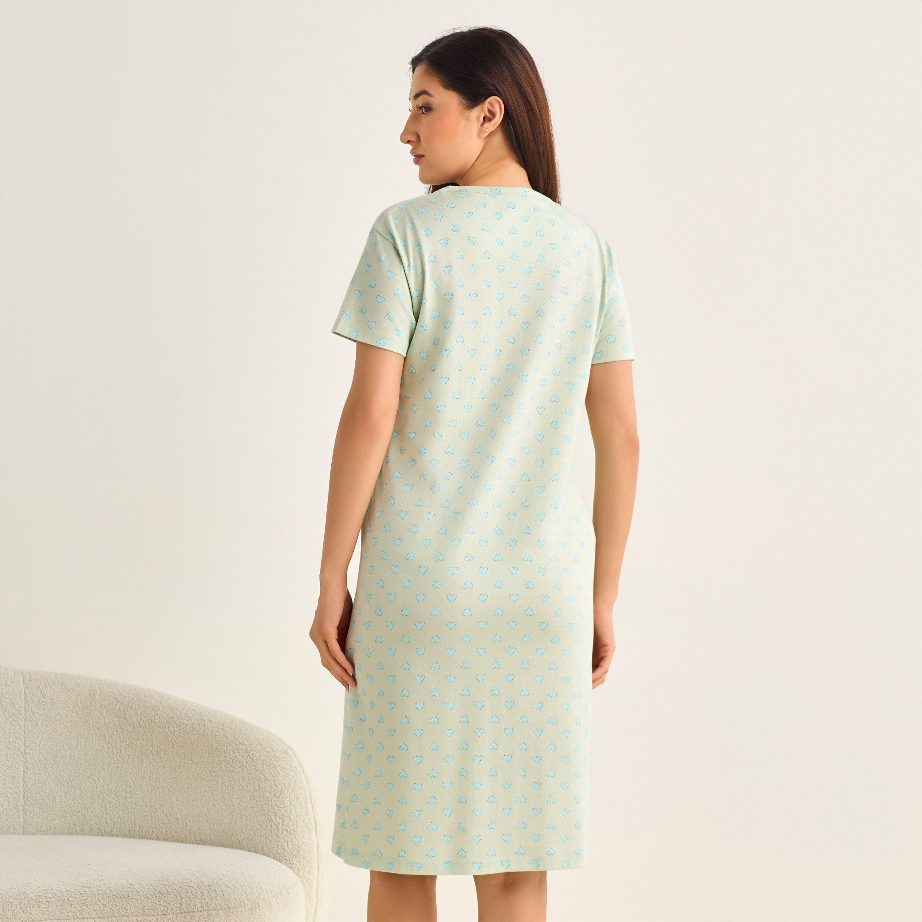 Midi Night Dress Short Sleeve Fruit Print Cotton-women-clothing-nightwear-nighties-image-3