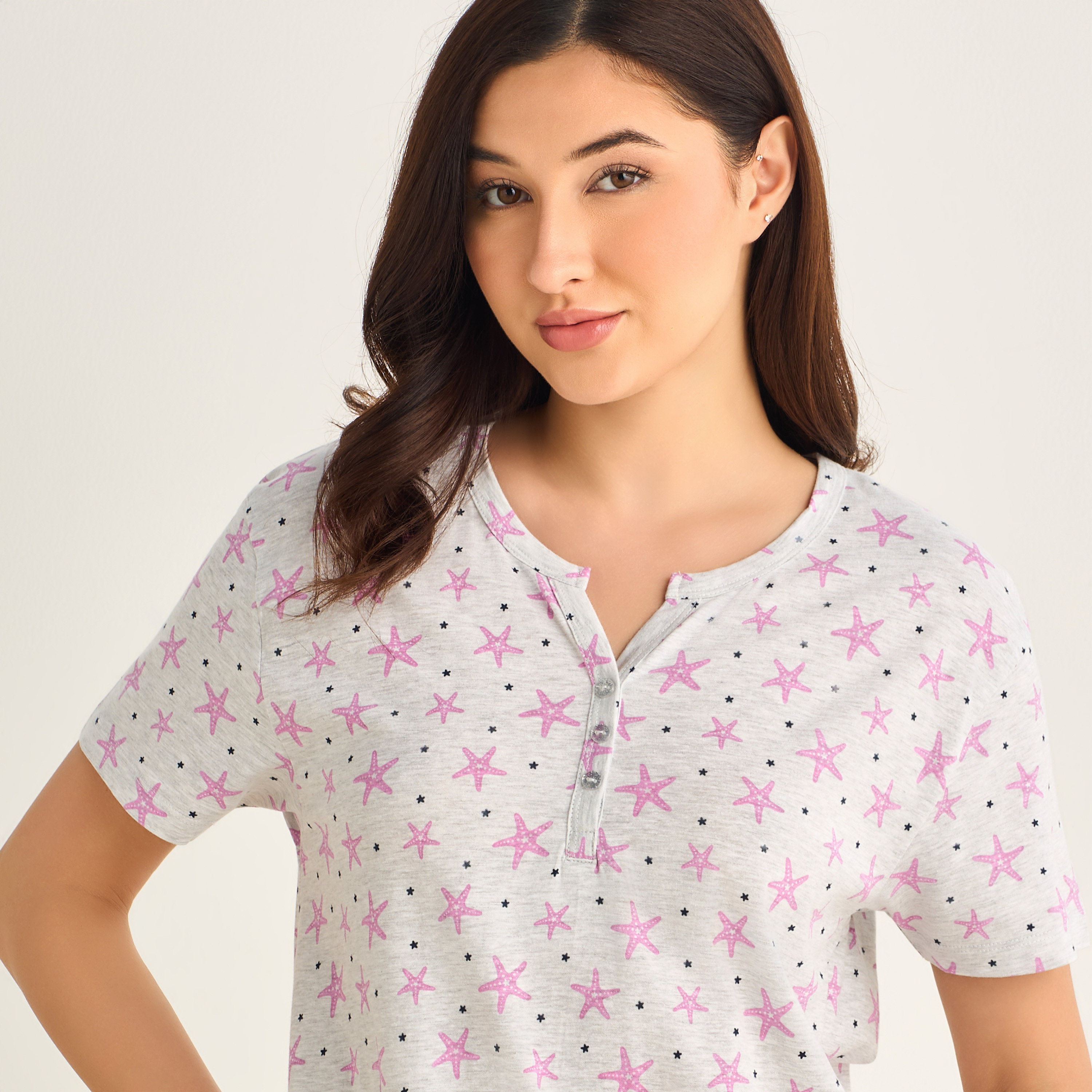 Midi Night Dress Short Sleeve Fruit Print Cotton-women-clothing-nightwear-nighties-image-4