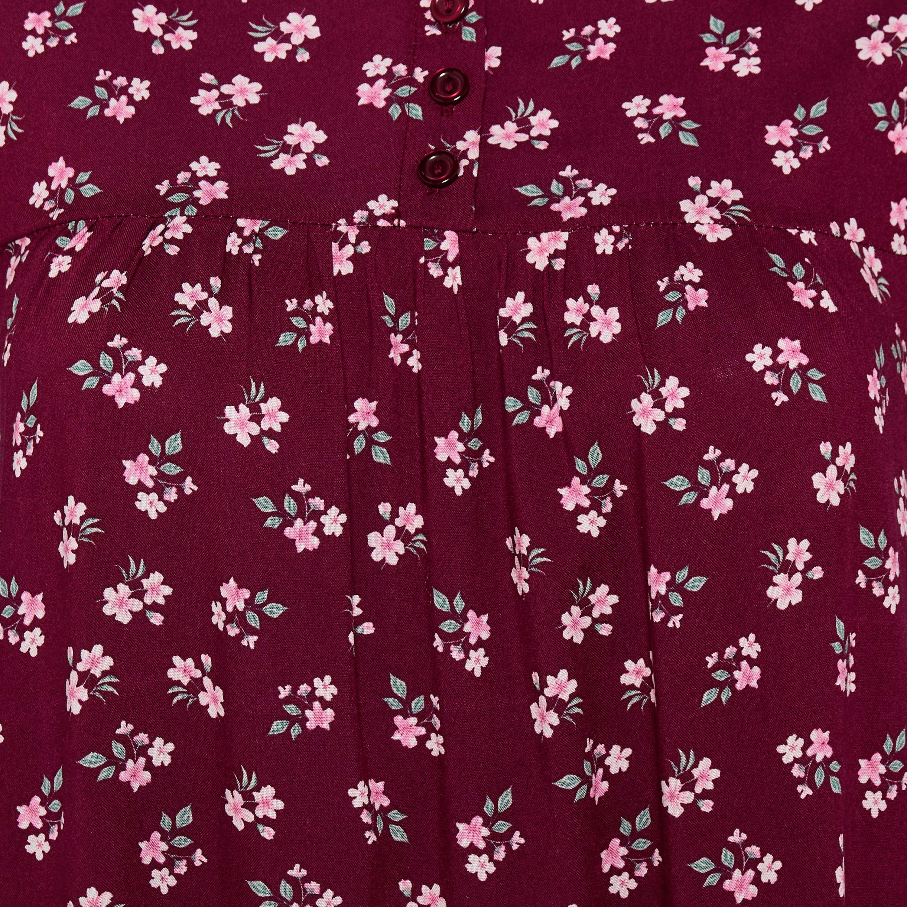 Midi Night Dress Short Sleeves Floral Print Viscose-women-clothing-nightwear-nighties-image-2