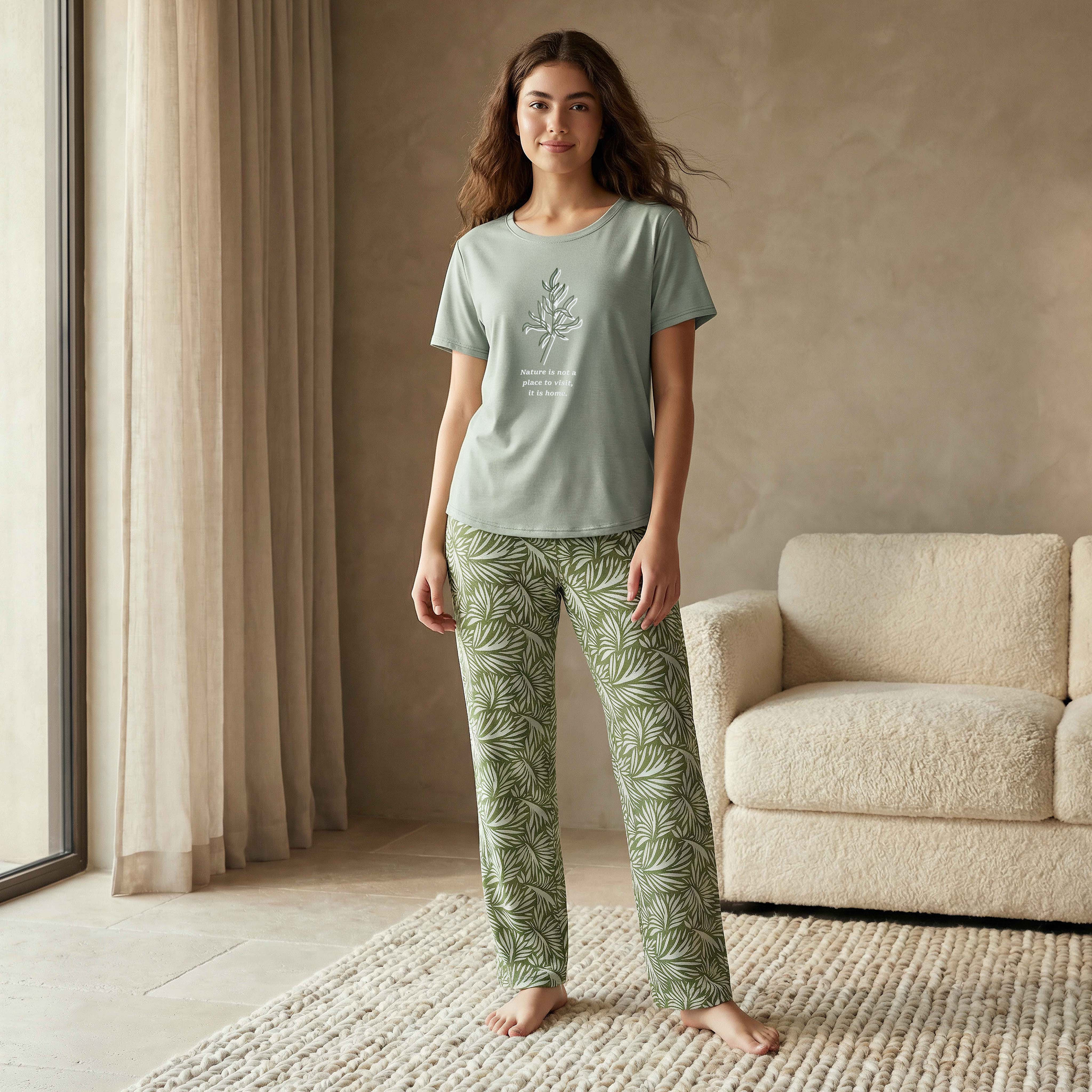 Pyjama Set Top T-shirt & Pyjamas Viscose-women-clothing-nightwear-pyjamas-longsets-image-1