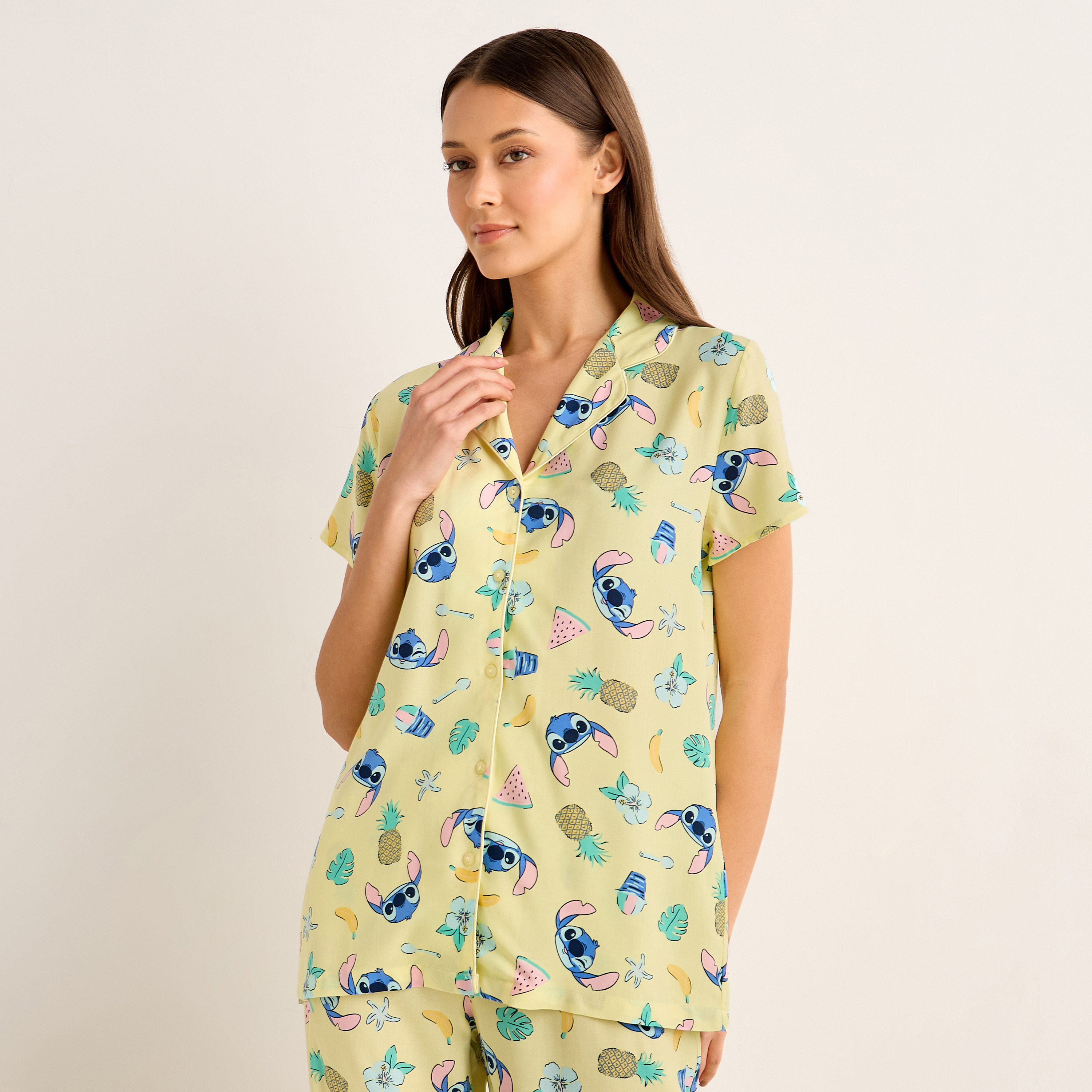 Pyjama Set Button-Down Shirt & Trousers Viscose-women-clothing-nightwear-pyjamas-longsets-image-2