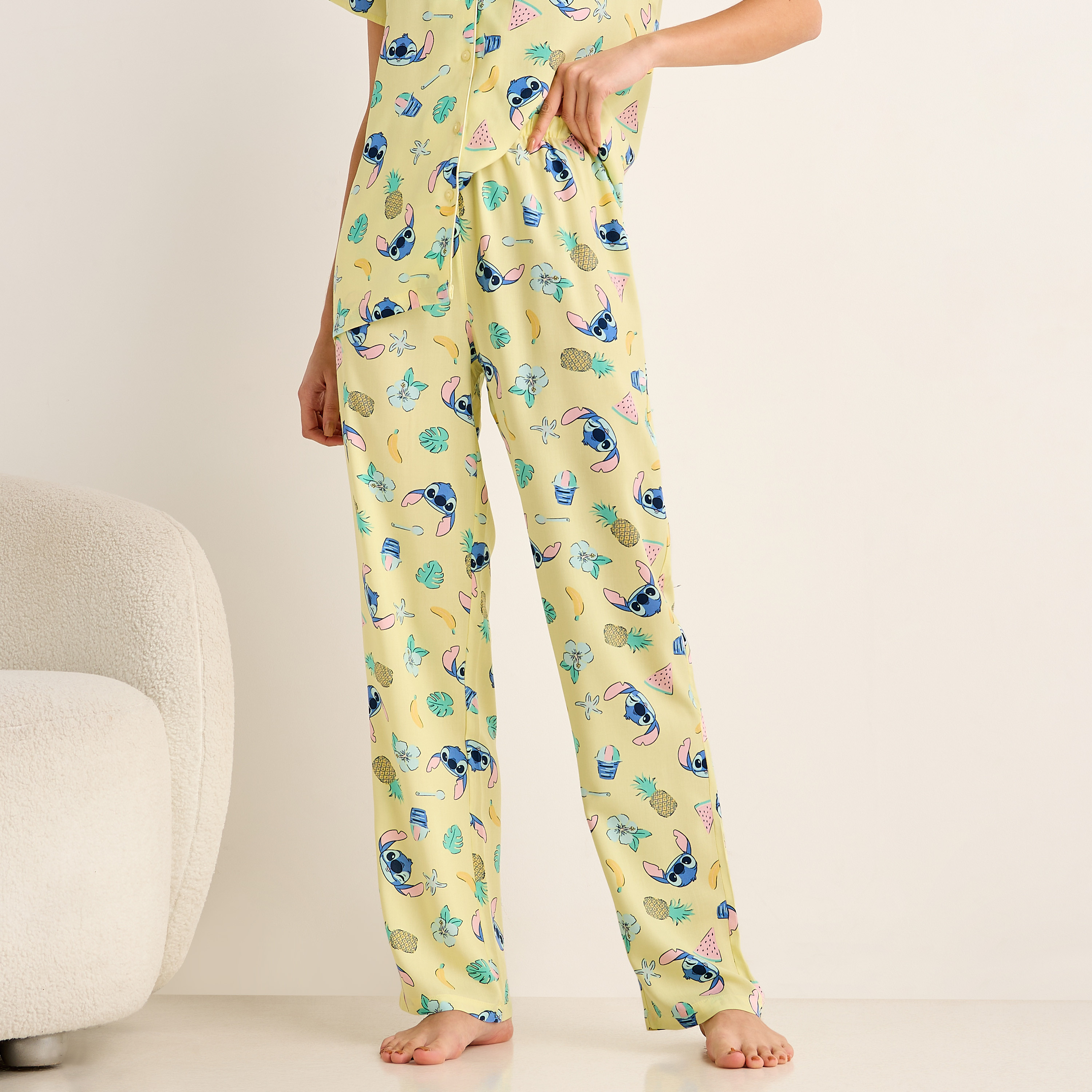 Pyjama Set Button-Down Shirt & Trousers Viscose-women-clothing-nightwear-pyjamas-longsets-image-3