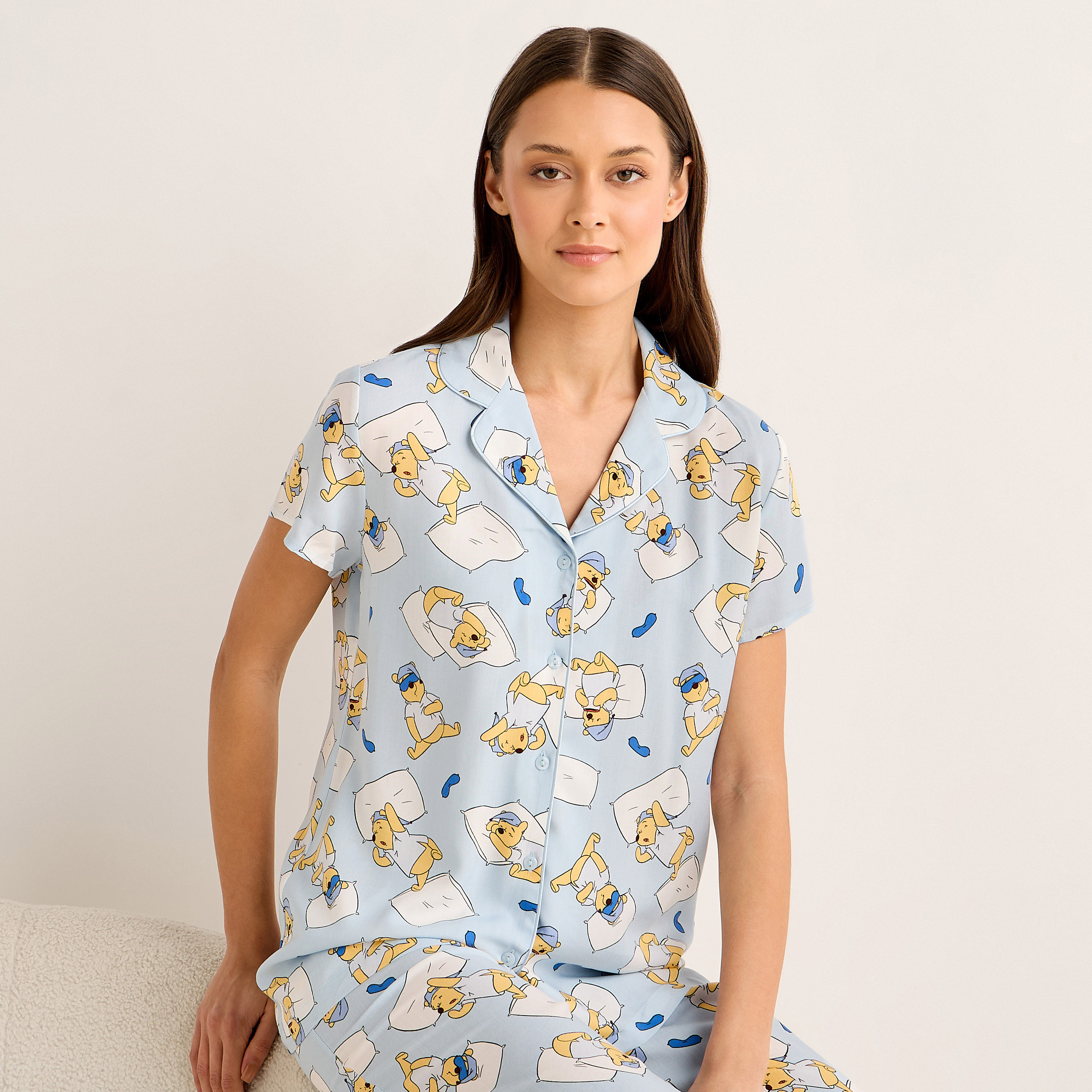 Pyjama Set Button-Down Shirt & Trousers Viscose-women-clothing-nightwear-pyjamas-longsets-image-2