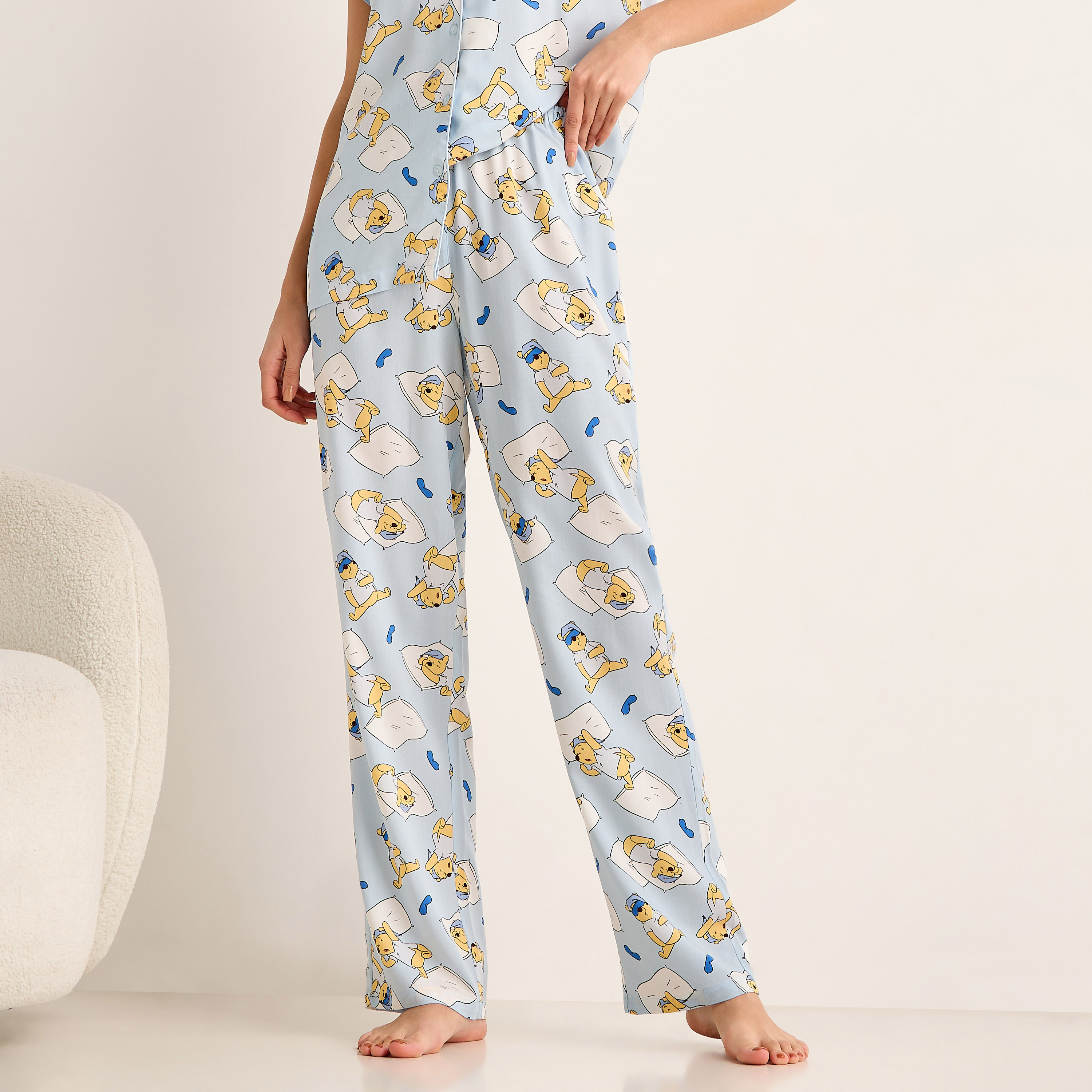 Pyjama Set Button-Down Shirt & Trousers Viscose-women-clothing-nightwear-pyjamas-longsets-image-3