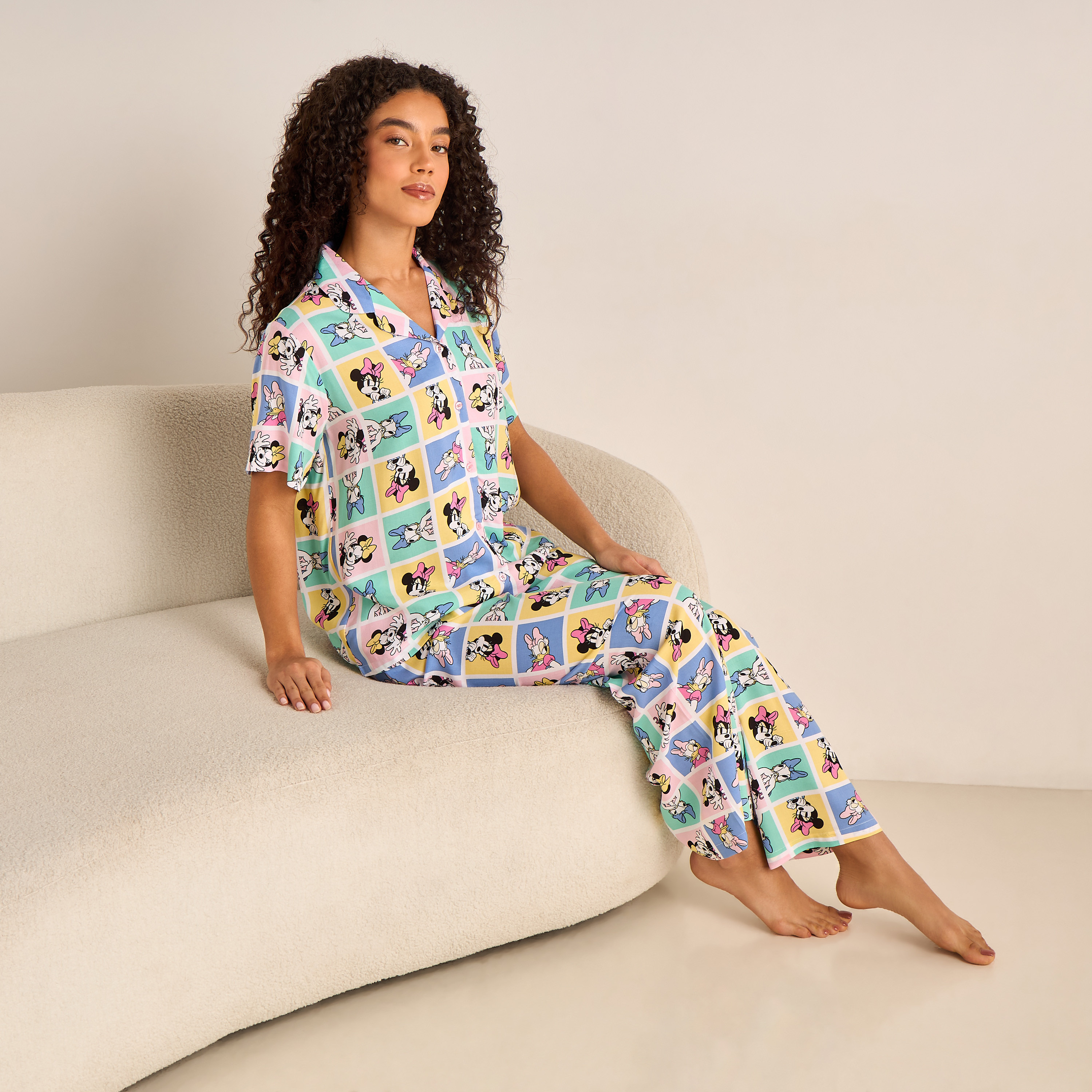 Pyjama Set Button-Down Shirt & Trousers Viscose-women-clothing-nightwear-pyjamas-longsets-image-1