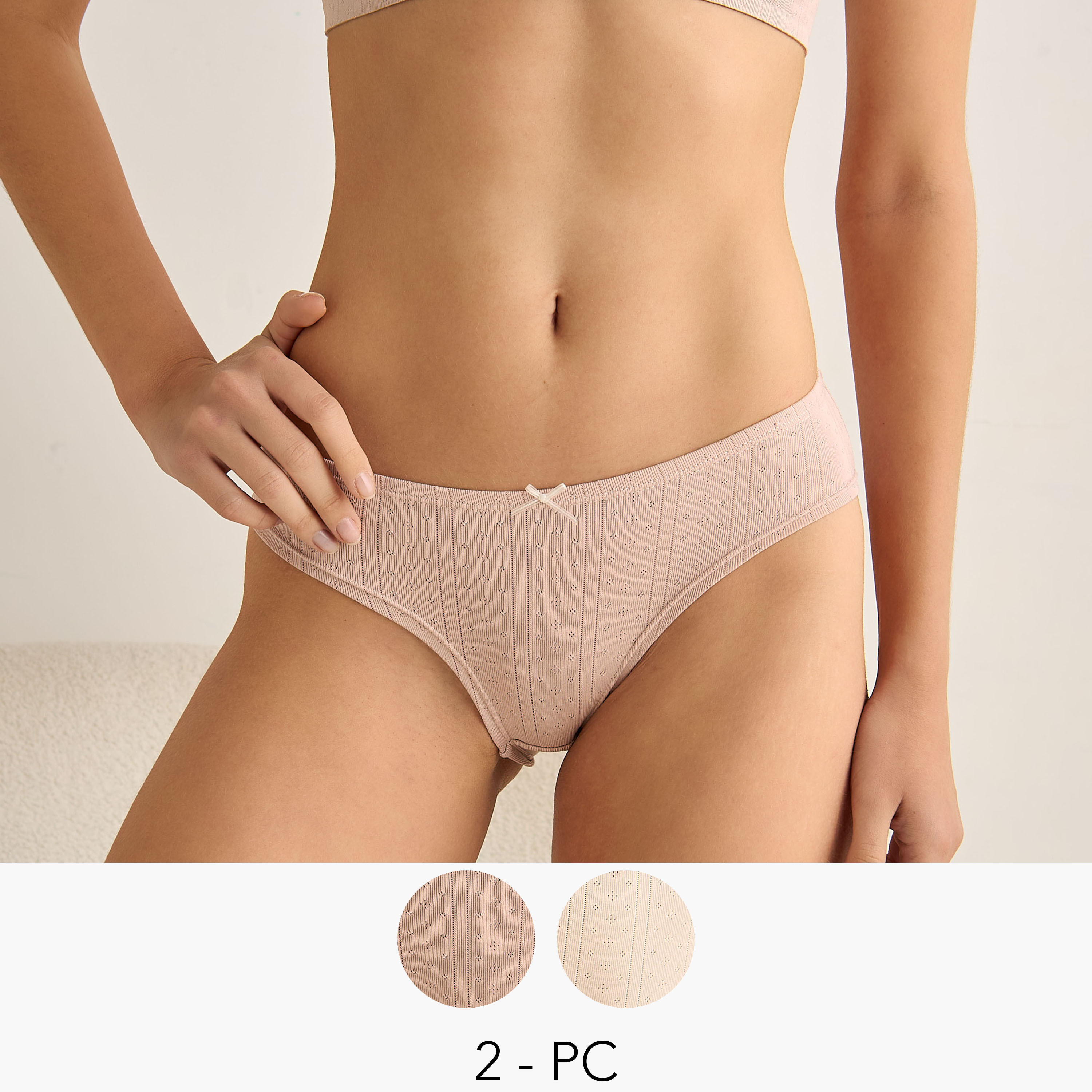 Set of 2 - High Leg Briefs with Bow Accent-women-clothing-lingerie-panties-image-1