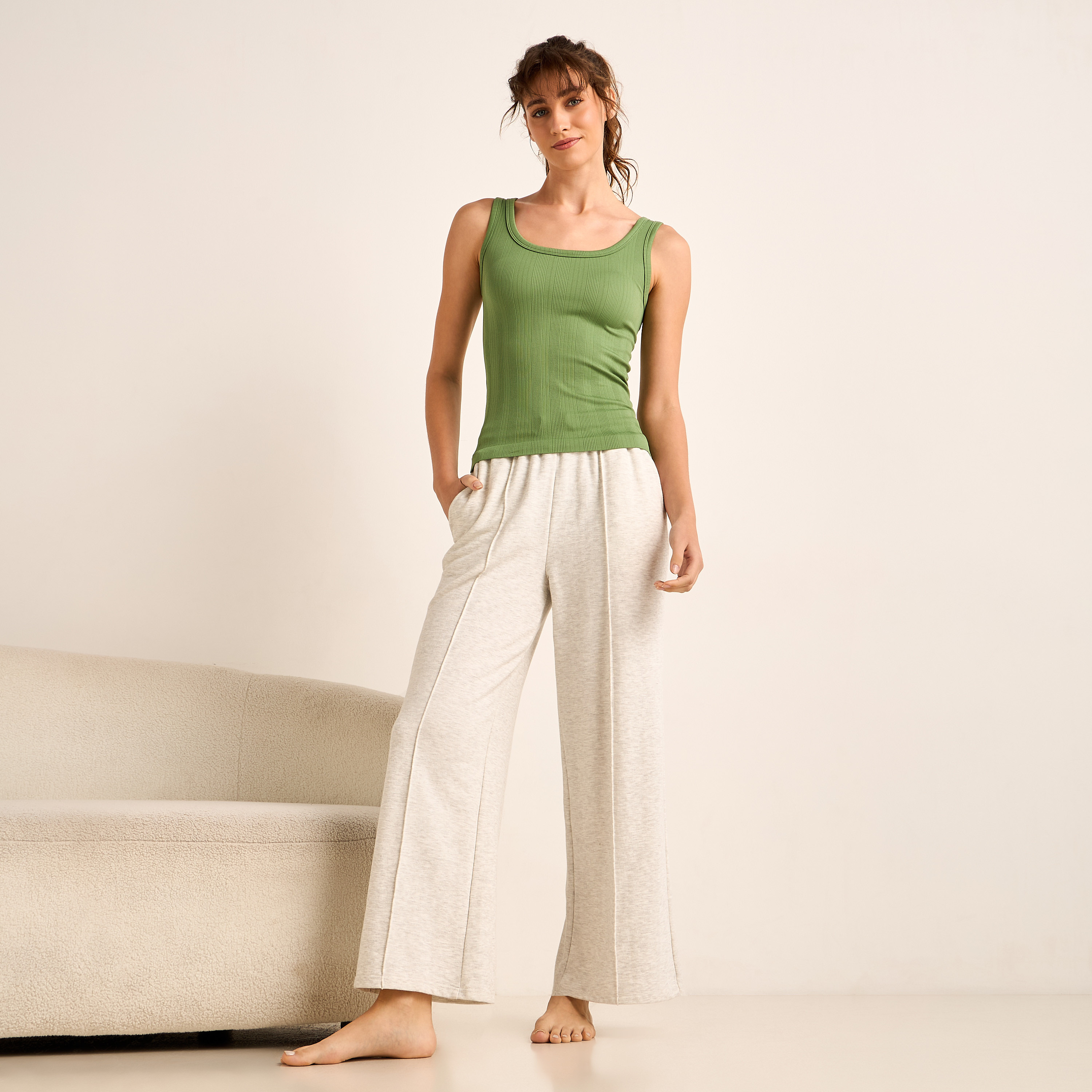بلوزة تانك بتصميم مضلع بدون خياطة-women-clothing-nightwear-pyjamas-tops-image-4