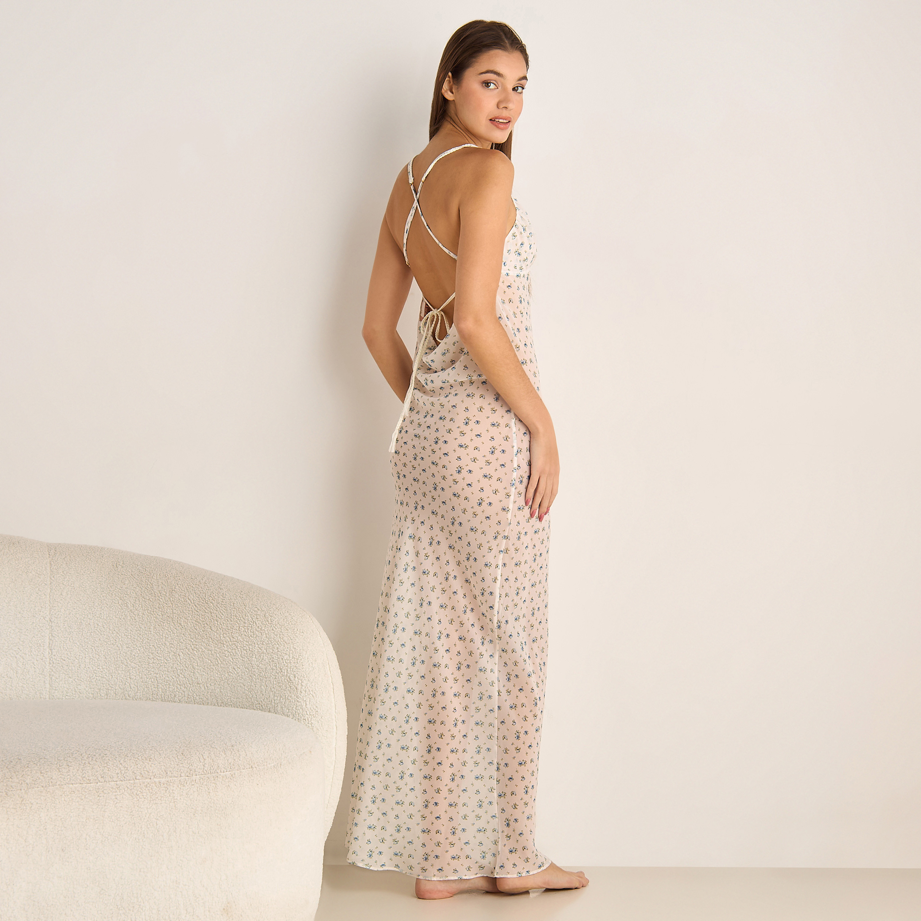 Maxi Night Dress Strappy Floral Print Viscose-women-clothing-nightwear-nighties-image-3