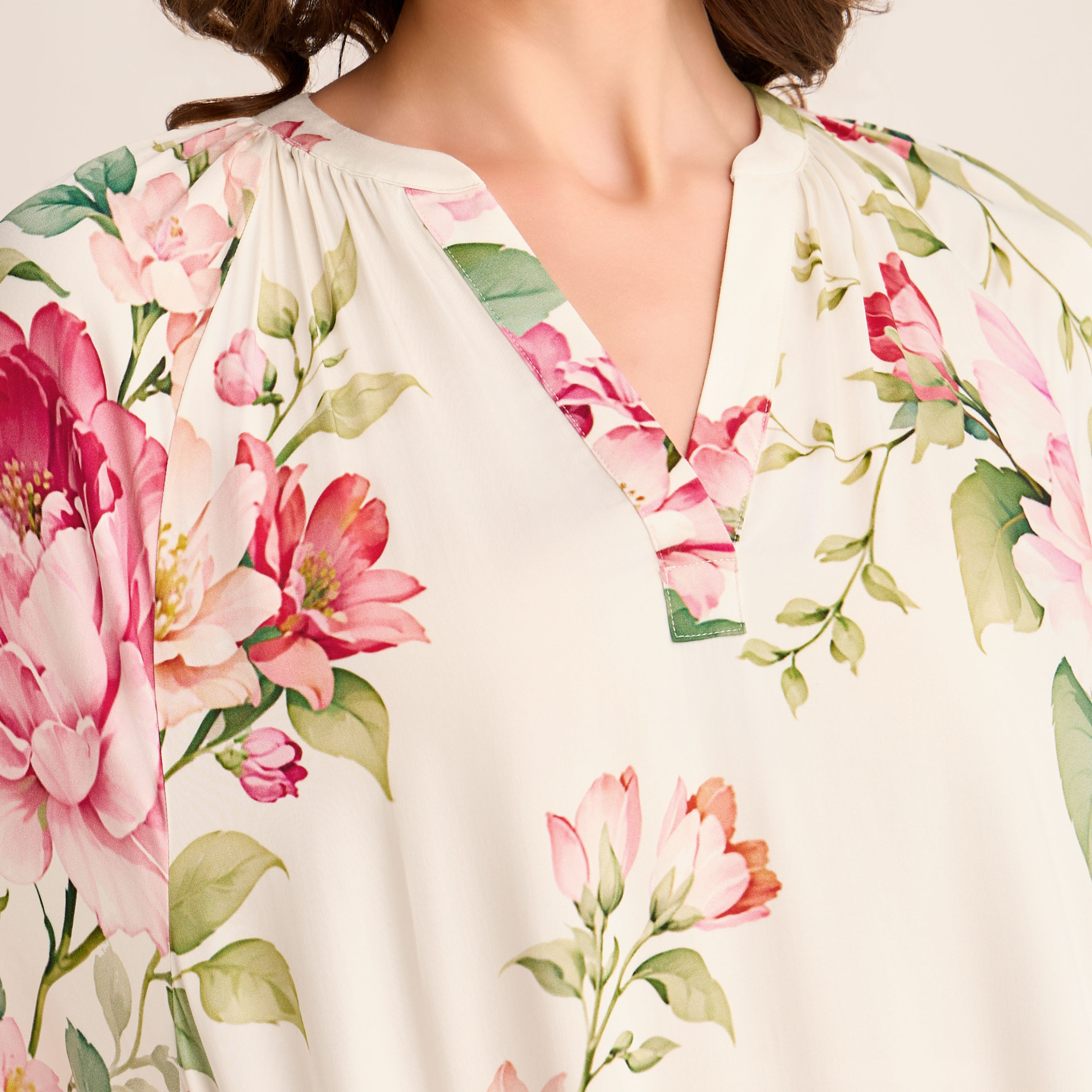 Midi Floral Print Kaftan Night Dress Modal-women-clothing-nightwear-nighties-image-2