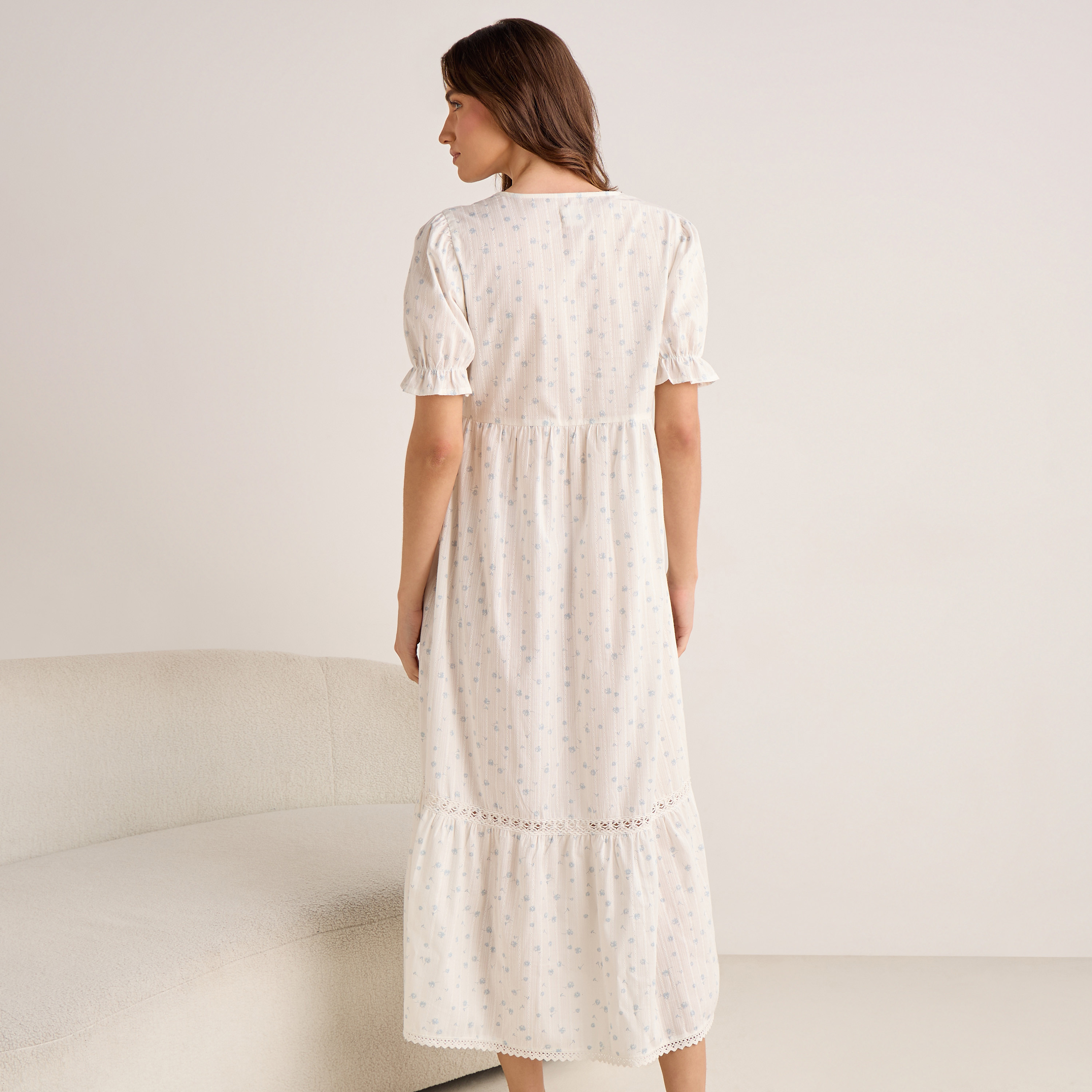 Night Dress Short Sleeve V-neck Cotton-women-clothing-nightwear-nighties-image-4