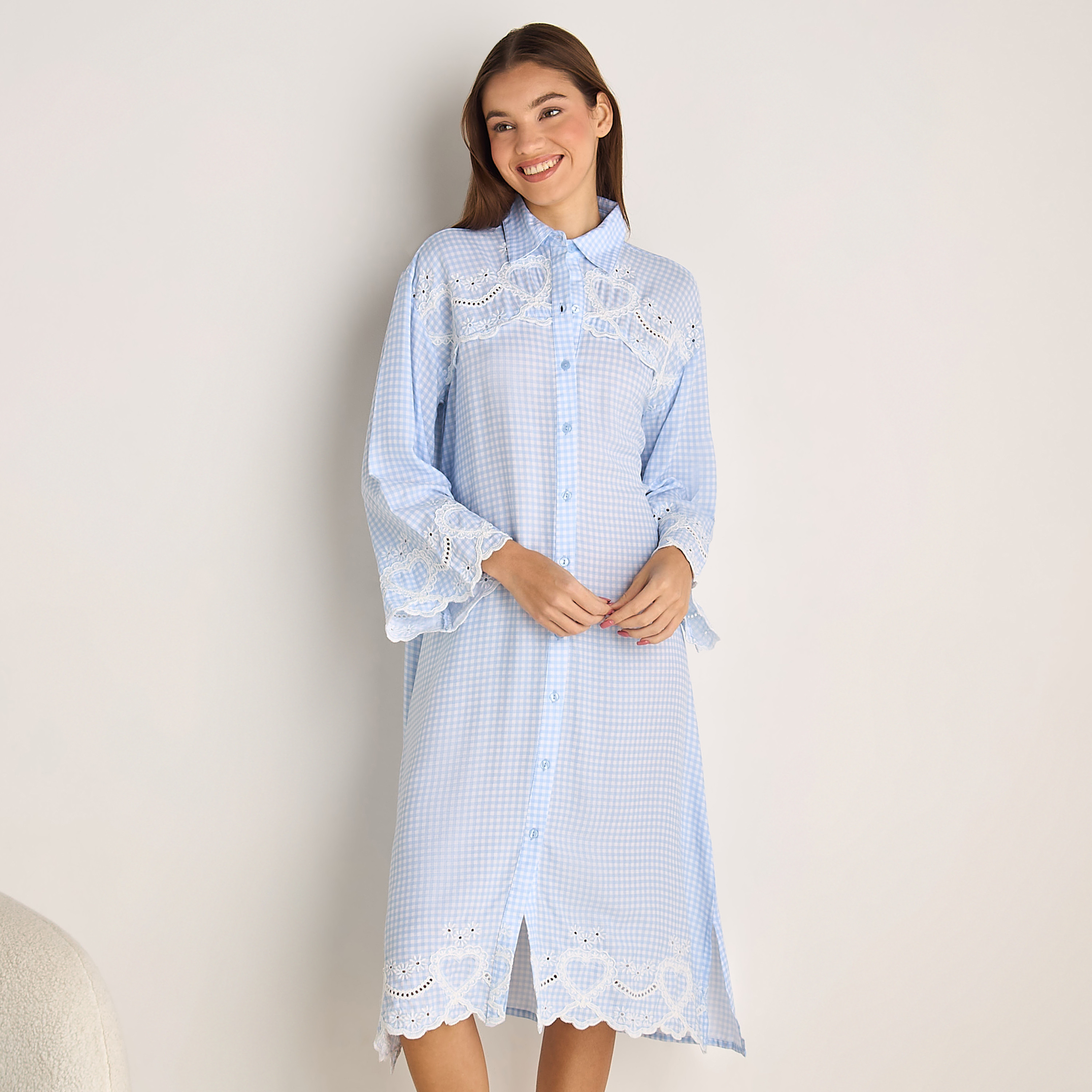 Sleepshirt Long Sleeves Embroidered Viscose-women-clothing-nightwear-nighties-image-1