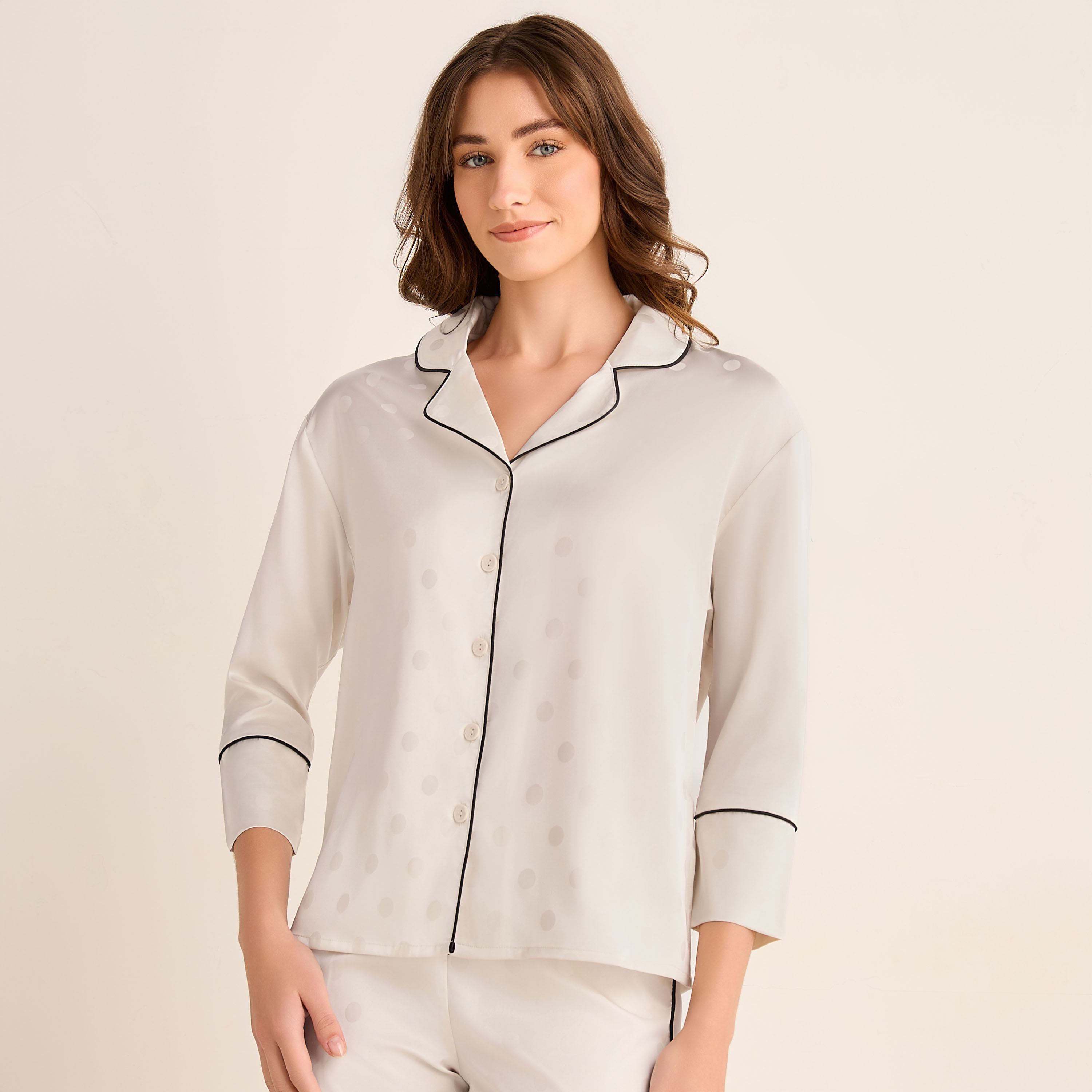 Pyjama Set Button-Down Shirt & Pants Satin-women-clothing-nightwear-pyjamas-longsets-image-2