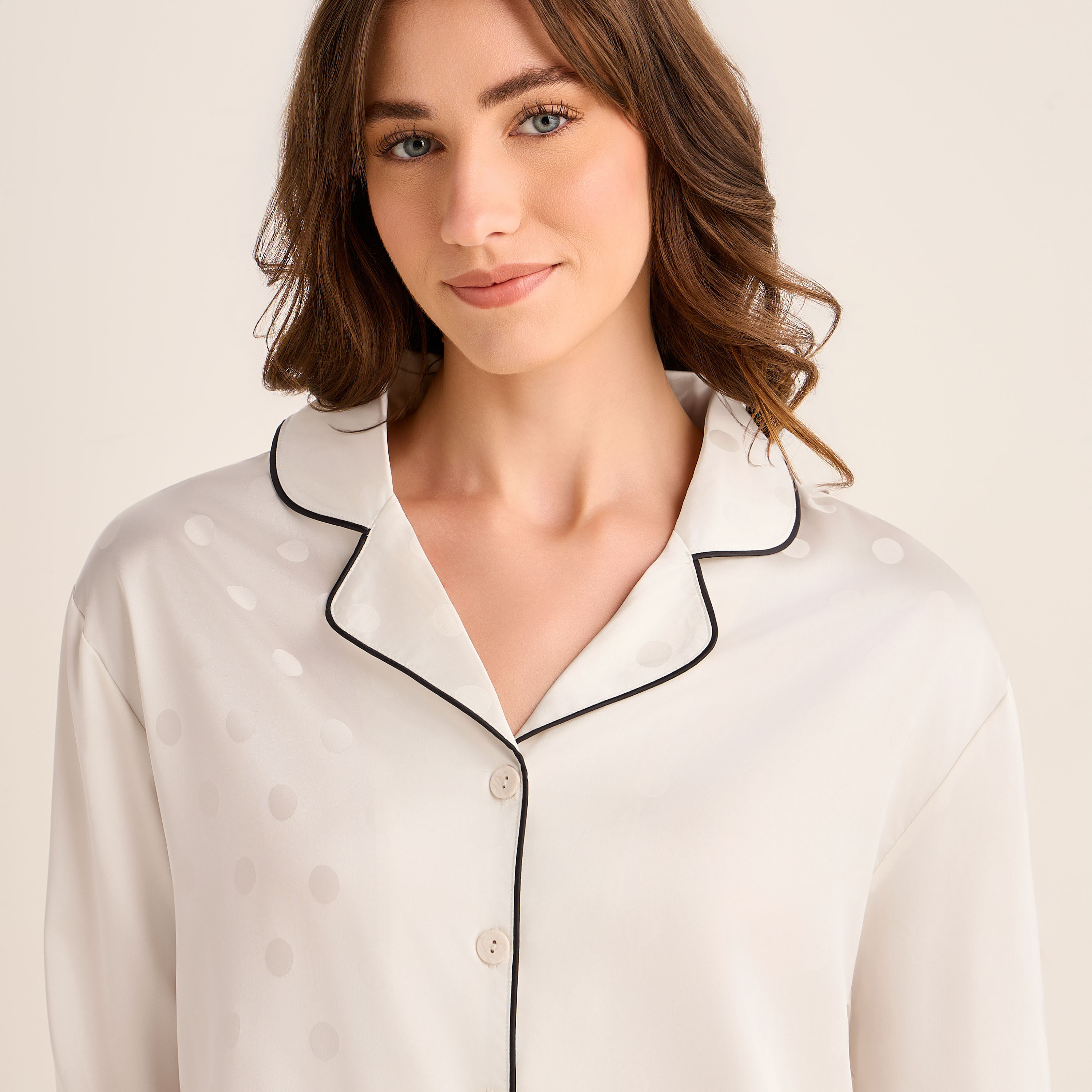 Pyjama Set Button-Down Shirt & Pants Satin-women-clothing-nightwear-pyjamas-longsets-image-5