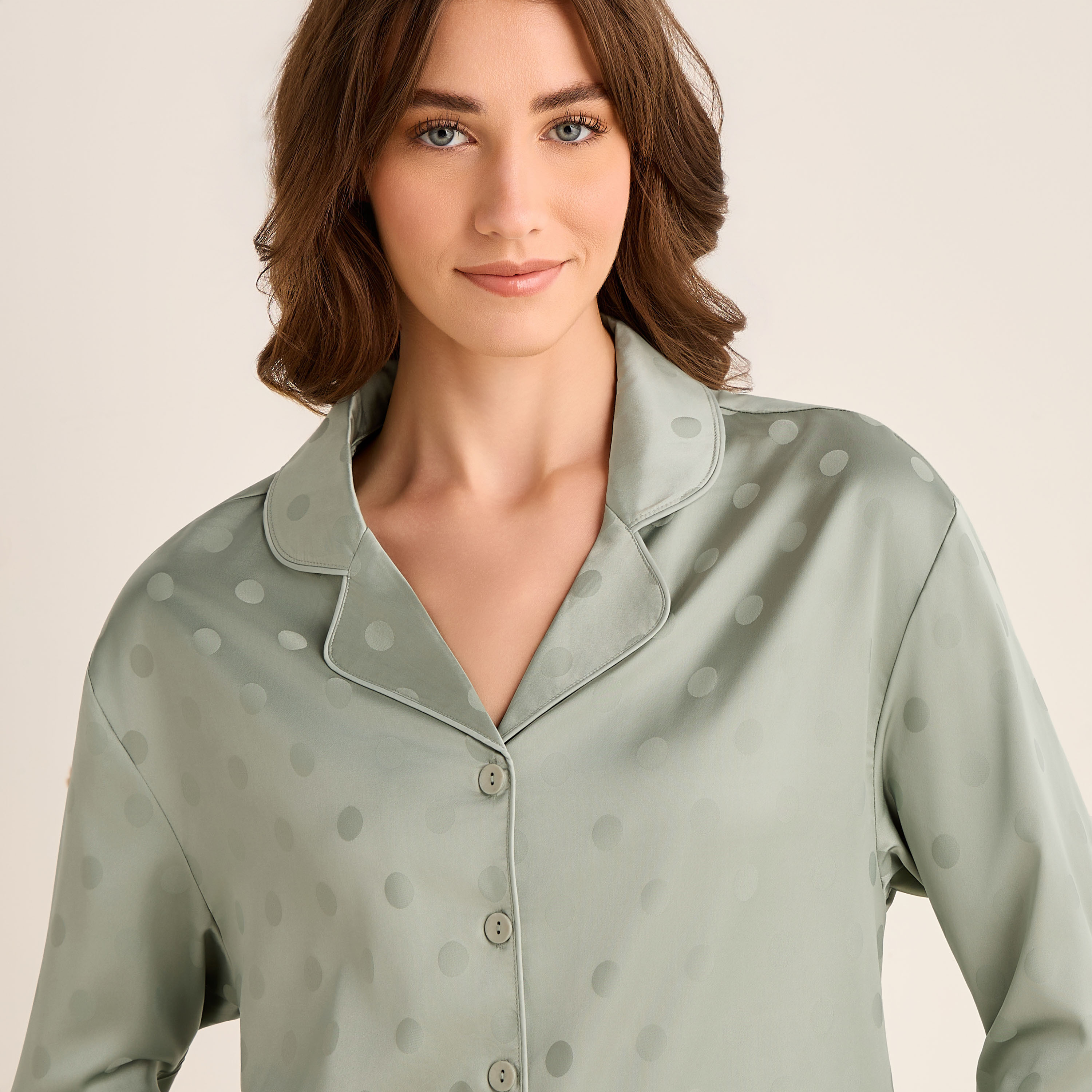 Pyjama Set Button-Down Shirt & Pants Satin-women-clothing-nightwear-pyjamas-longsets-image-5