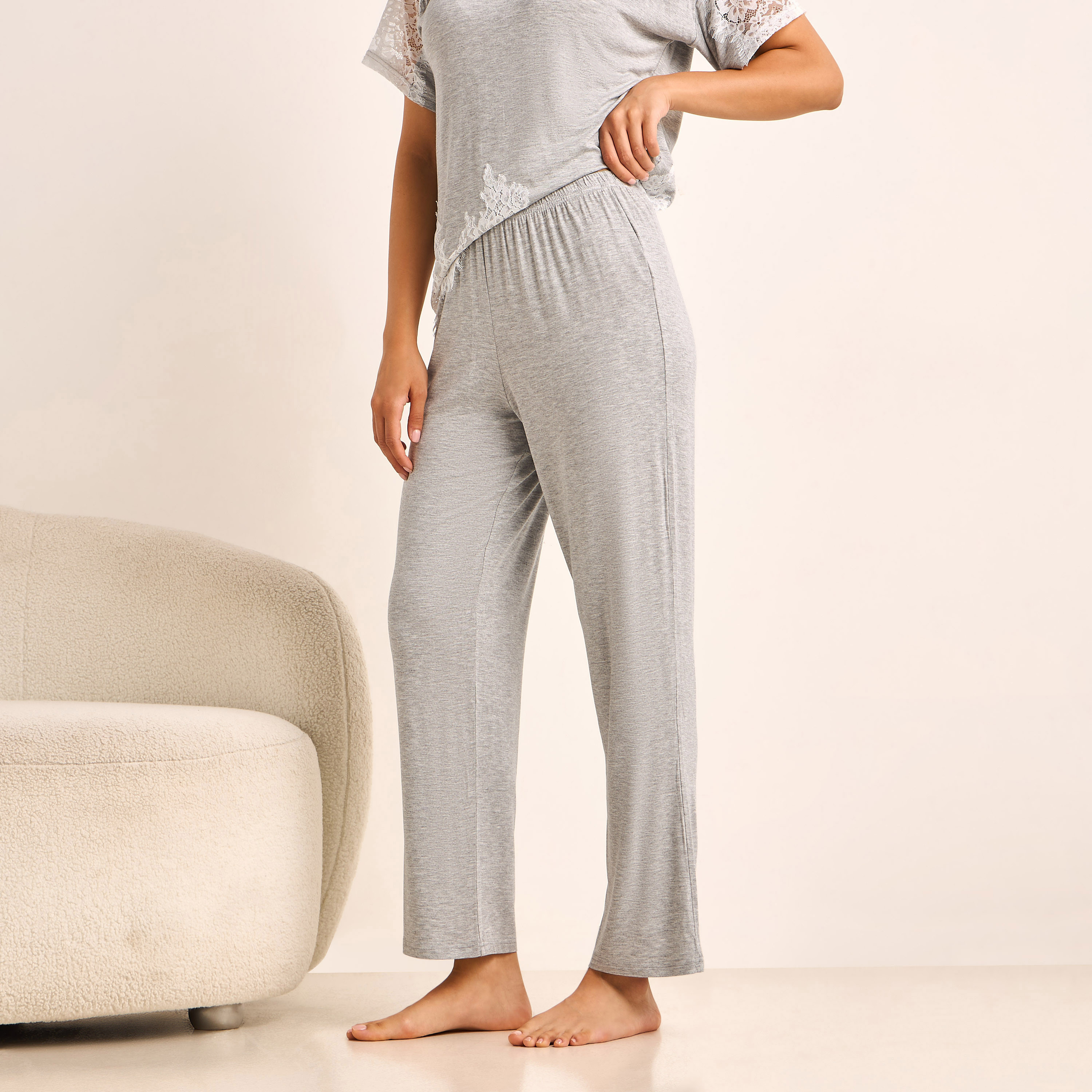 طقم بيجاما دانتيل بلوزة وبنطلون-women-clothing-nightwear-pyjamas-longsets-image-3