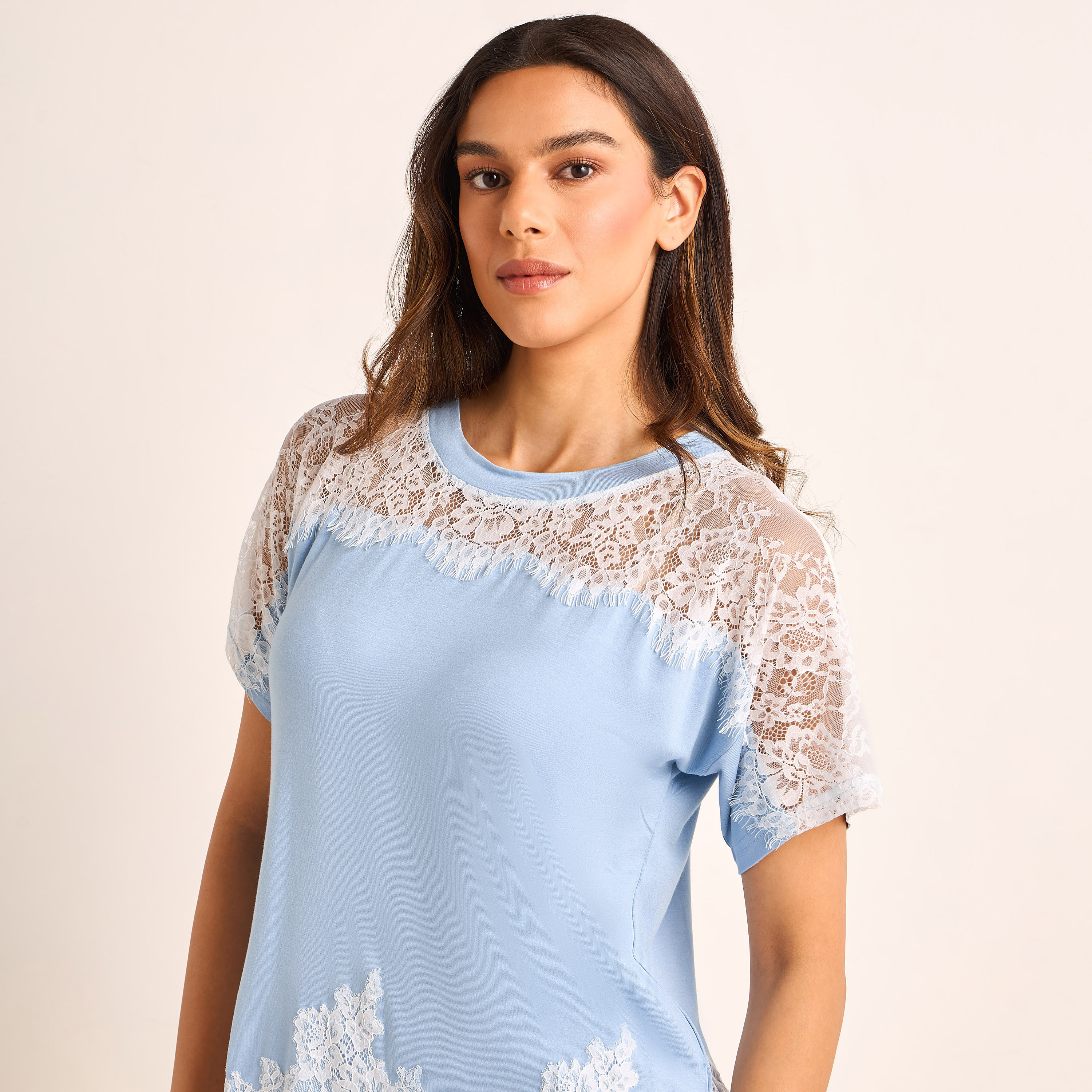 طقم بيجاما دانتيل بلوزة وبنطلون-women-clothing-nightwear-pyjamas-longsets-image-2