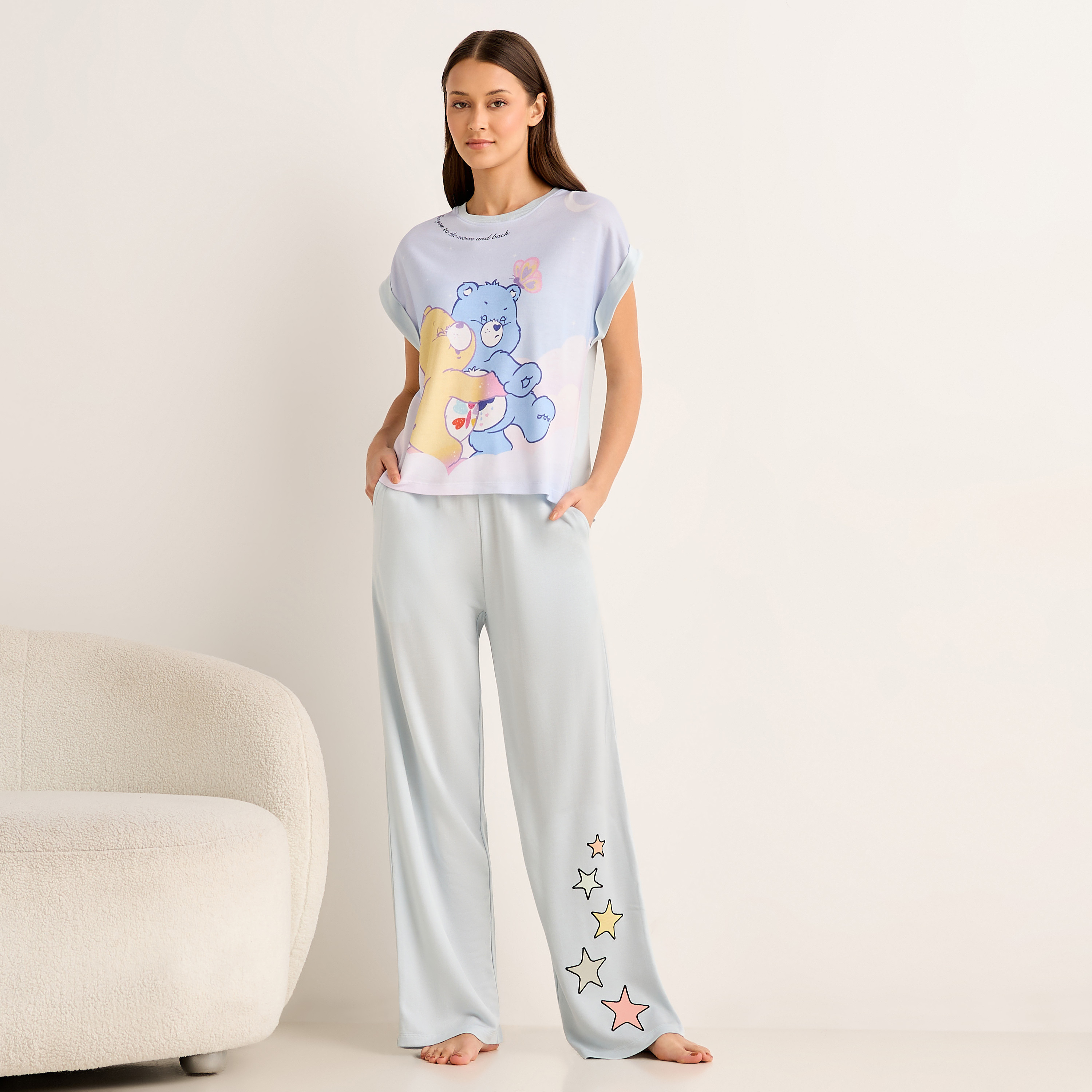 Pyjama Set Extended Sleeve T-shirt & Trousers-women-clothing-nightwear-pyjamas-longsets-image-1