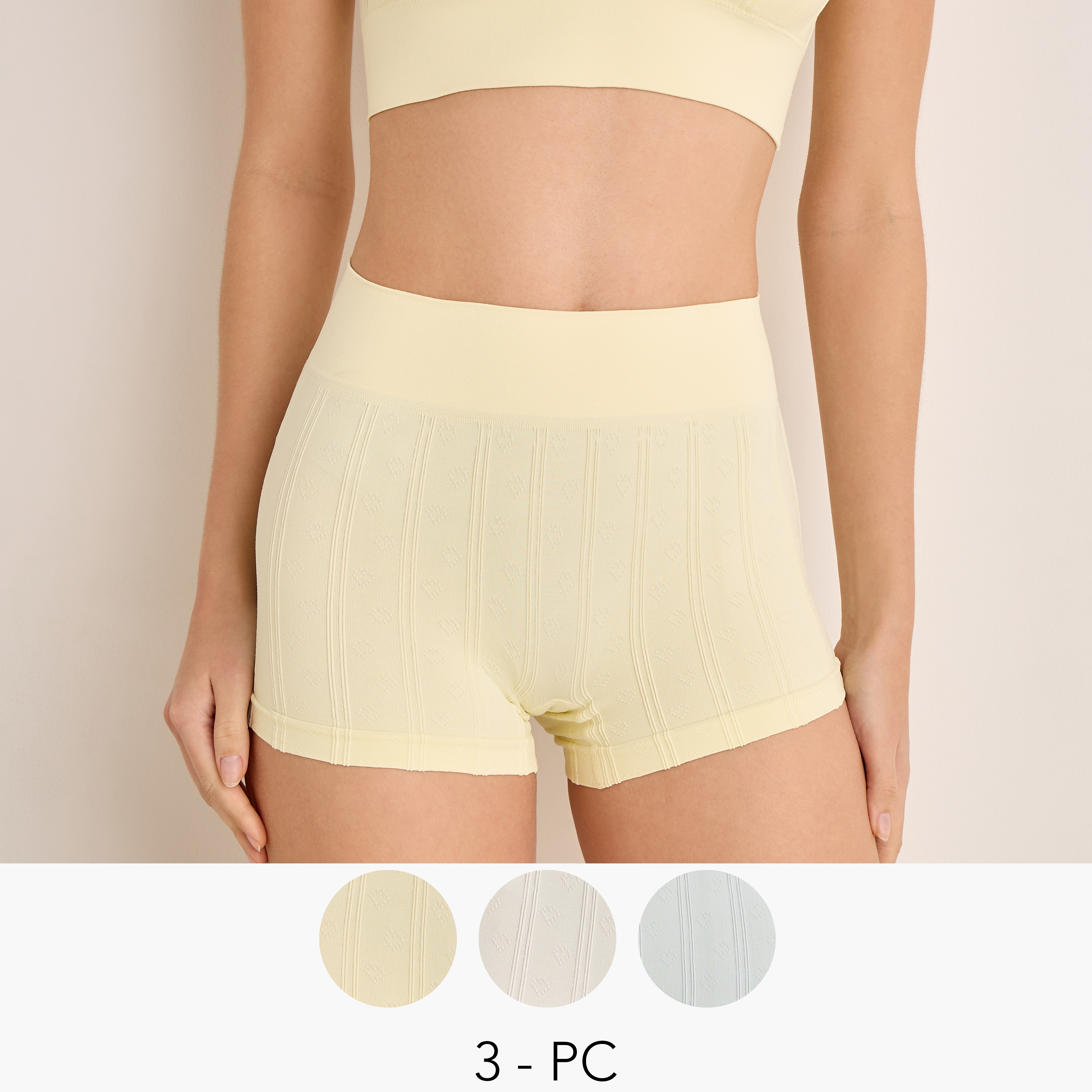 طقم سراويل داخلية بوي ليج بارزة الملمس 3 قطع-women-clothing-lingerie-panties-image-1