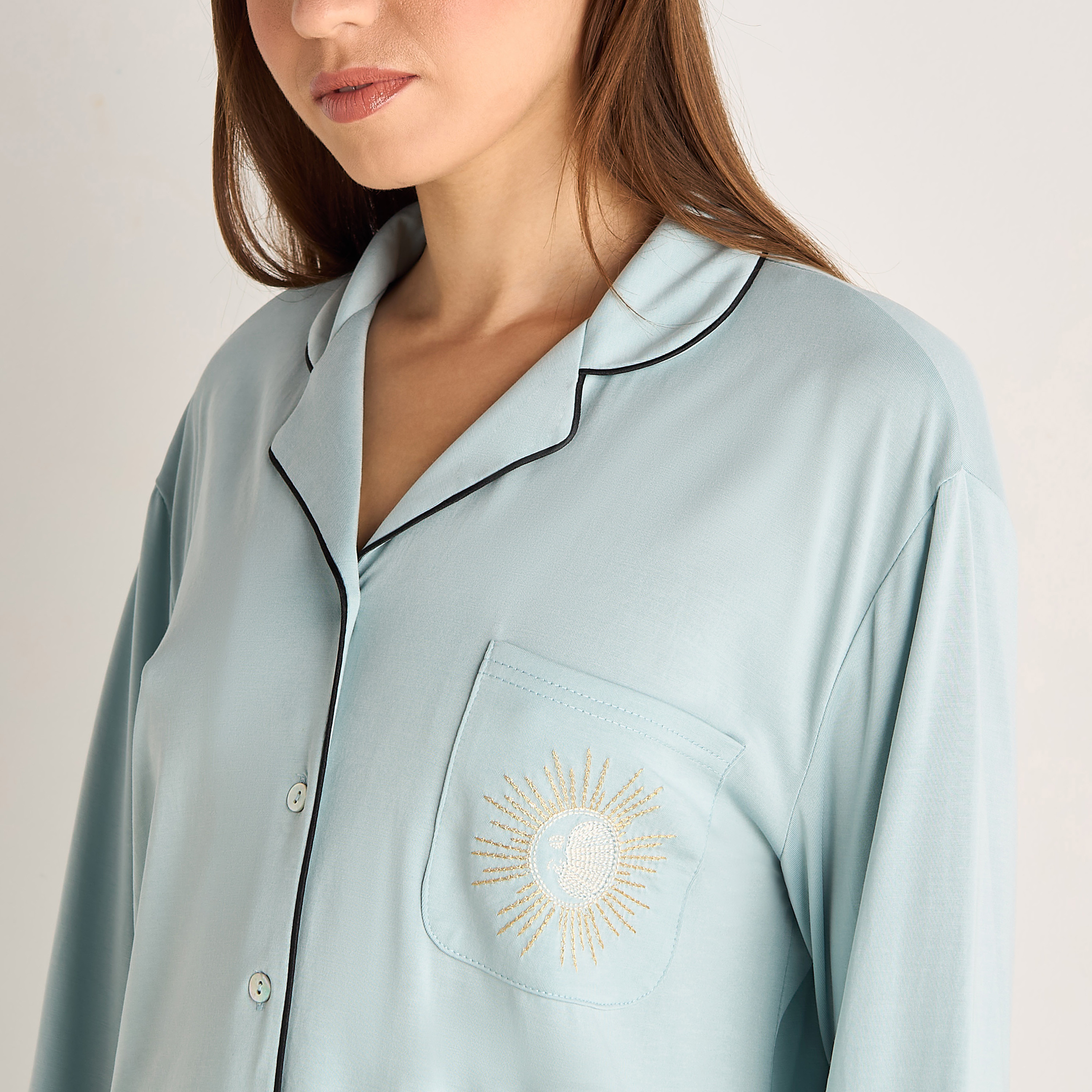 طقم قميص وبنطلون بيجاما مودال-women-clothing-nightwear-pyjamas-longsets-image-5