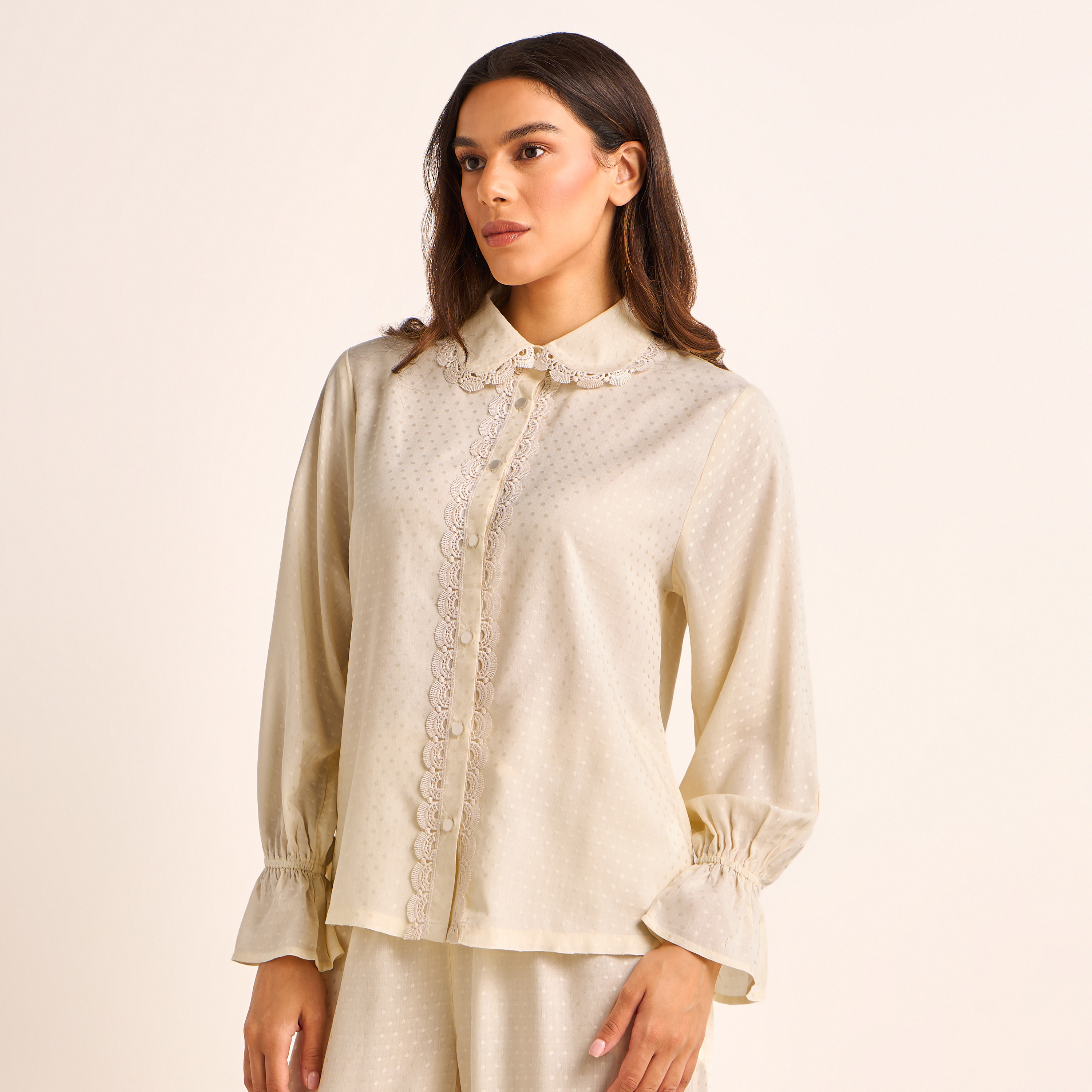 Pyjama Set Button-Down Shirt & Trousers Viscose-women-clothing-nightwear-pyjamas-longsets-image-2