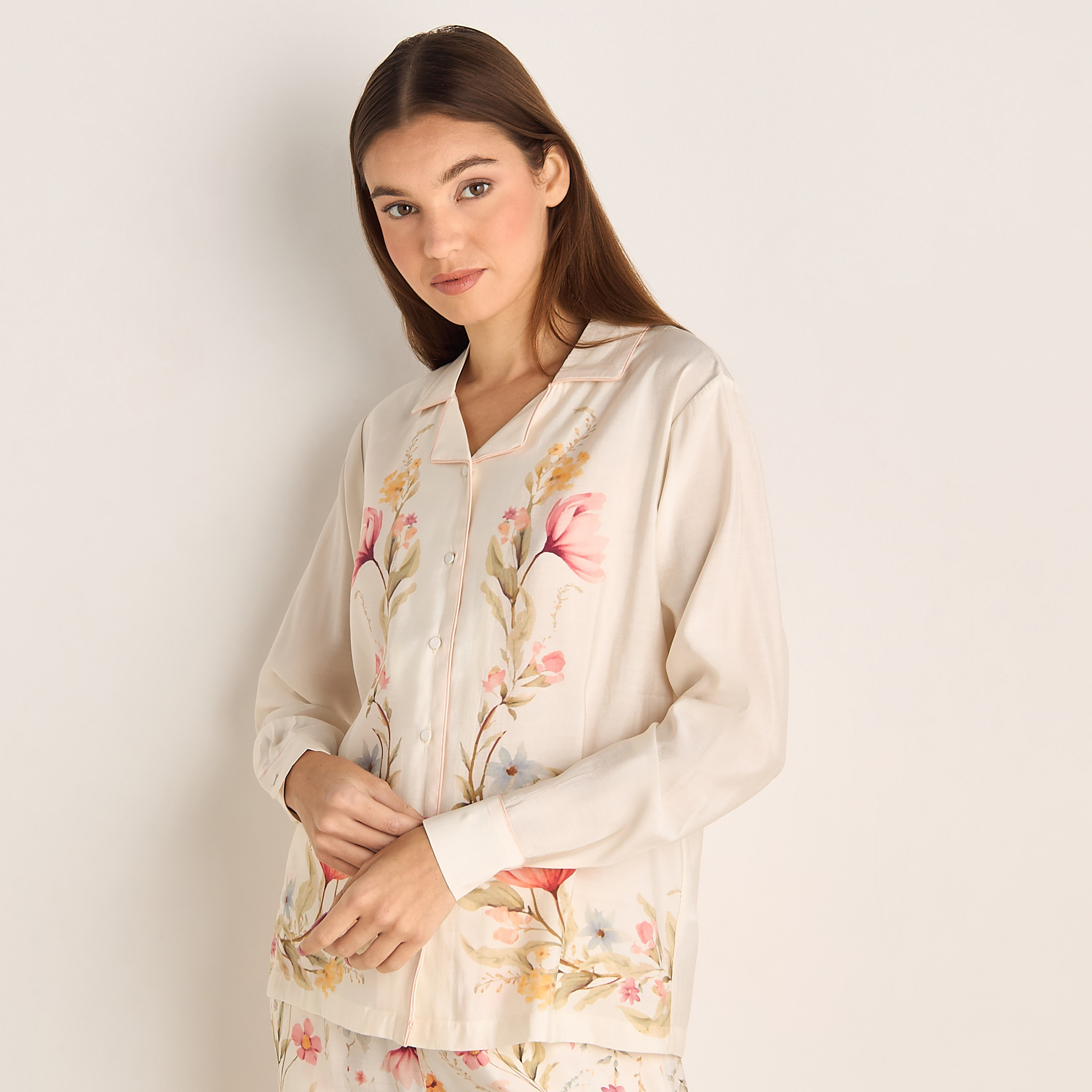 Pyjama Set Button Down Shirt & Trousers-women-clothing-nightwear-pyjamas-longsets-image-2