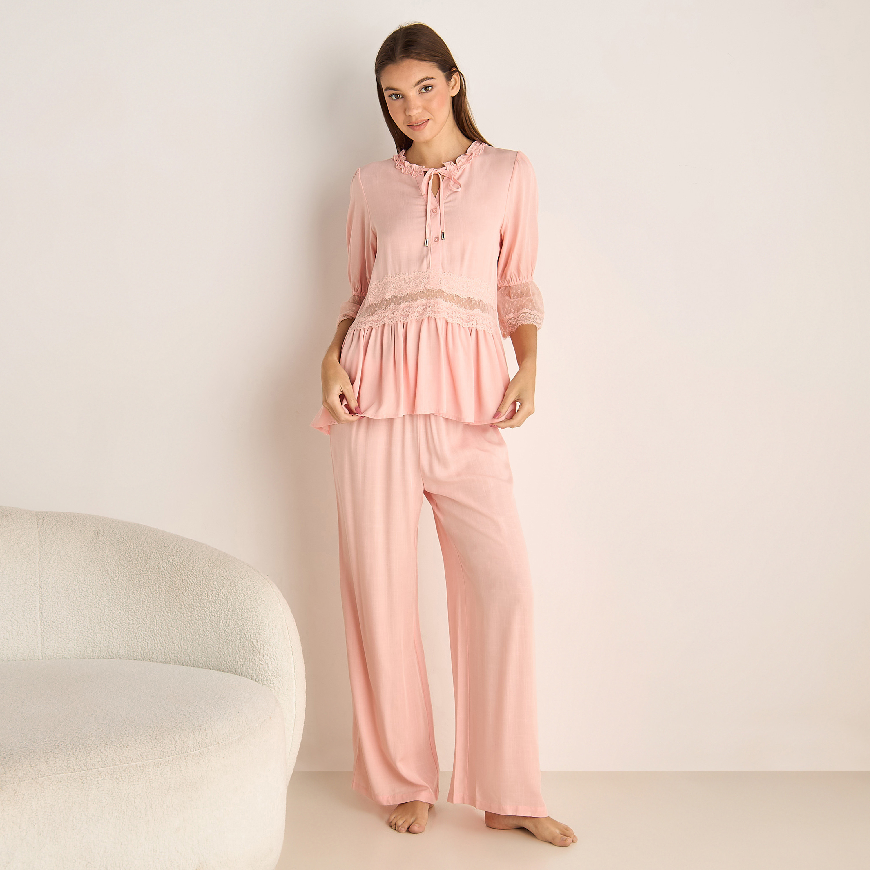 Pyjama Set Top and Pants Viscose-women-clothing-nightwear-pyjamas-longsets-image-1