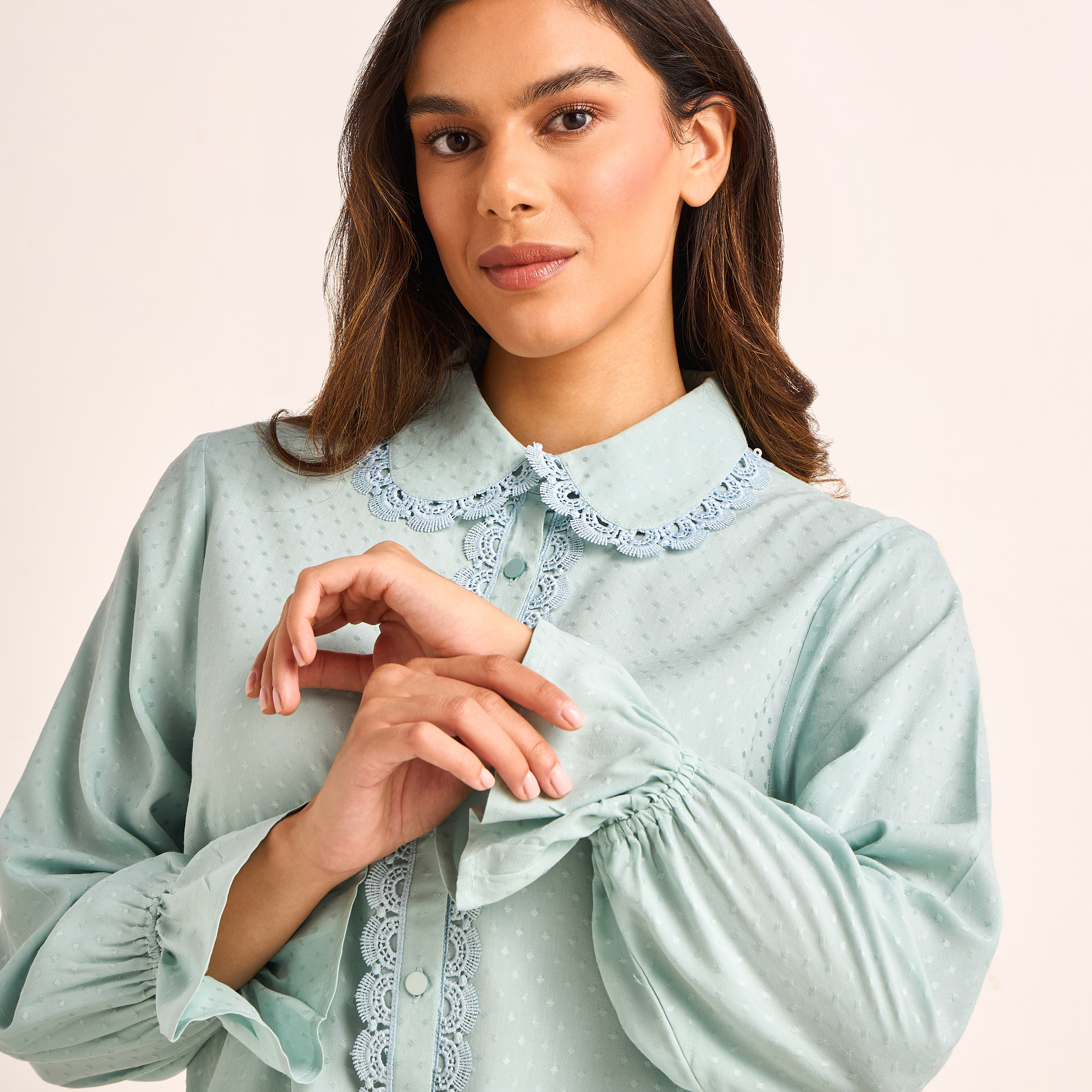 Pyjama Set Button-Down Shirt & Trousers-women-clothing-nightwear-pyjamas-longsets-image-5