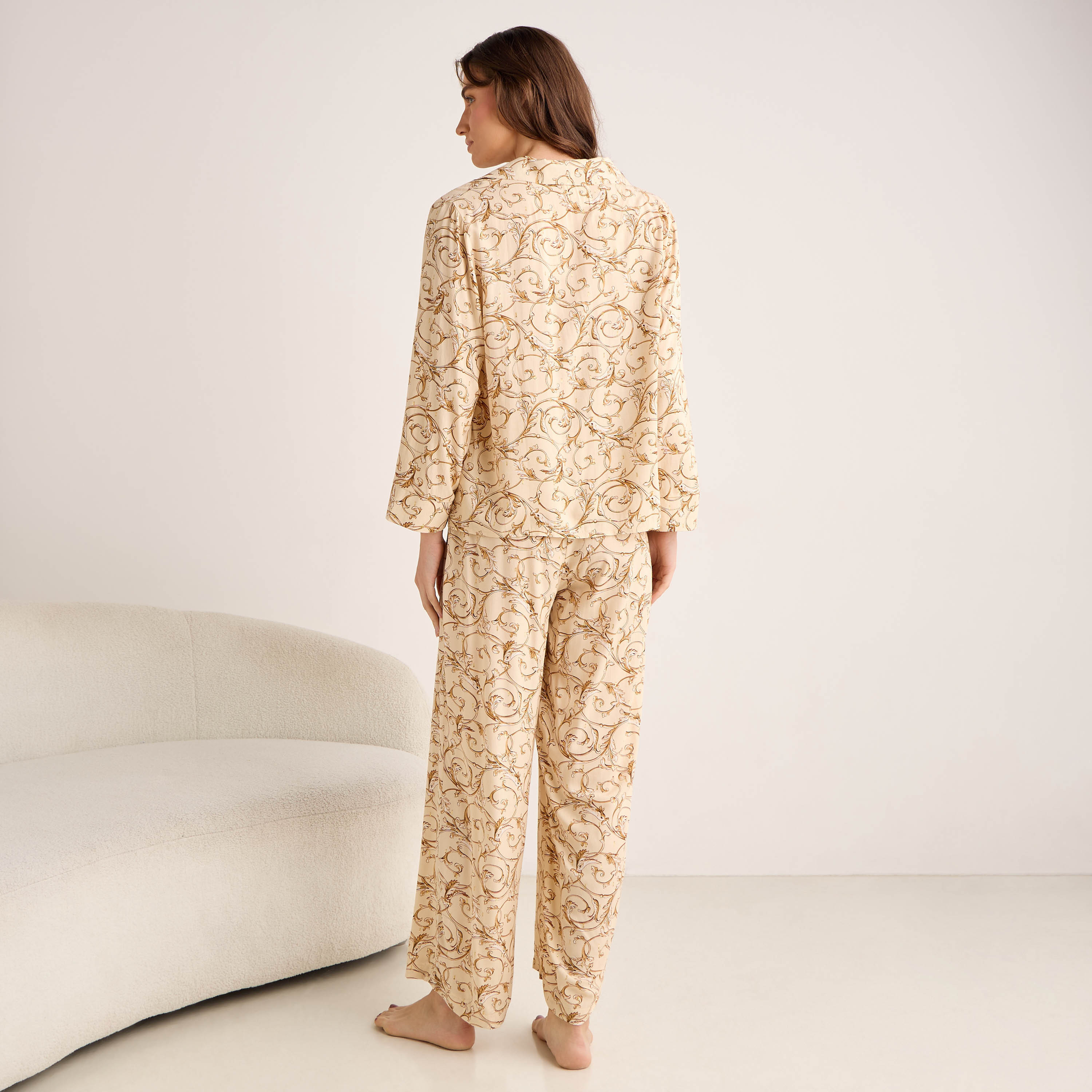 Pyjama Set Button-Down Shirt & Trousers Viscose-women-clothing-nightwear-pyjamas-longsets-image-3