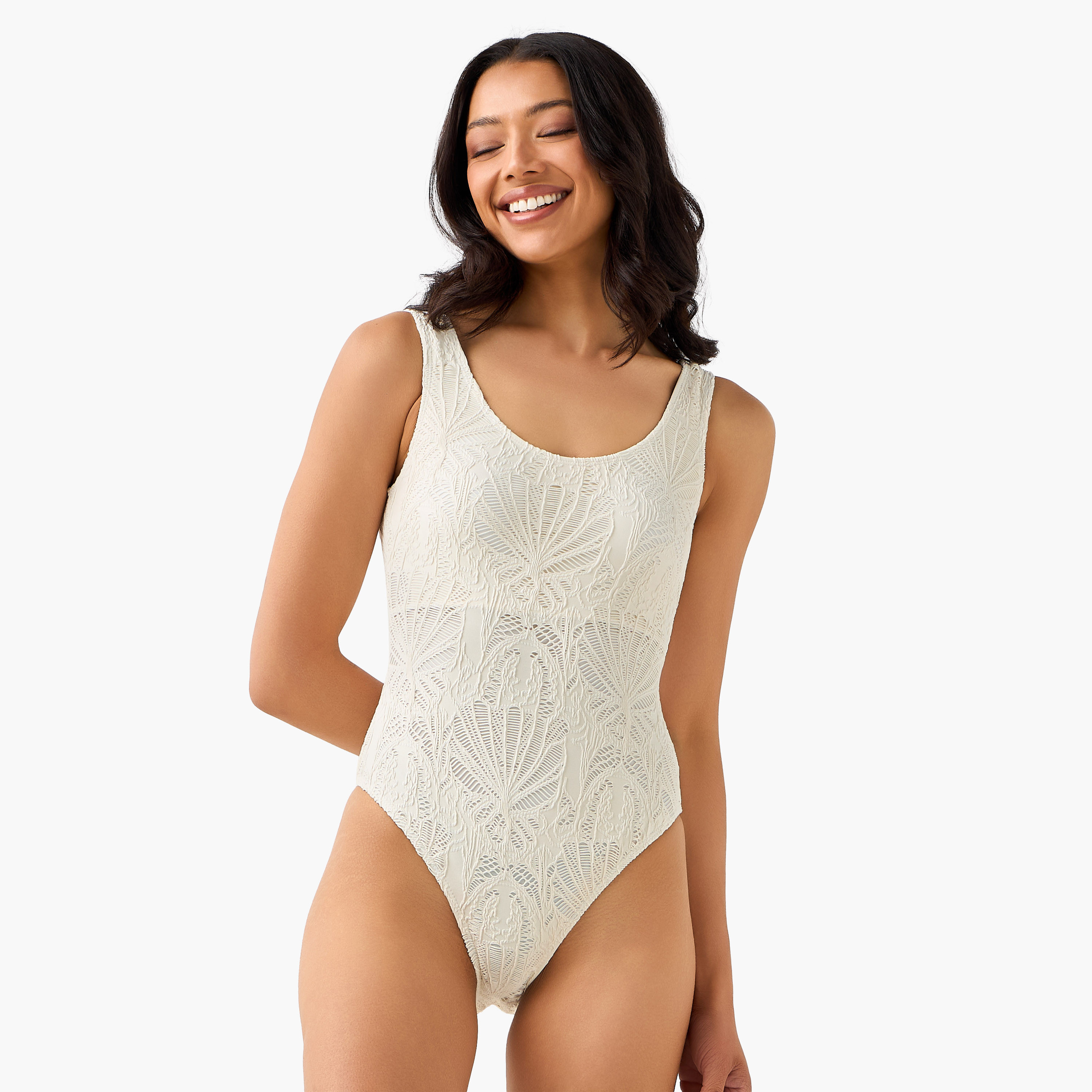 Textured Scoop Neck Swimsuit-women-clothing-swimandbeach-beachwear-image-2