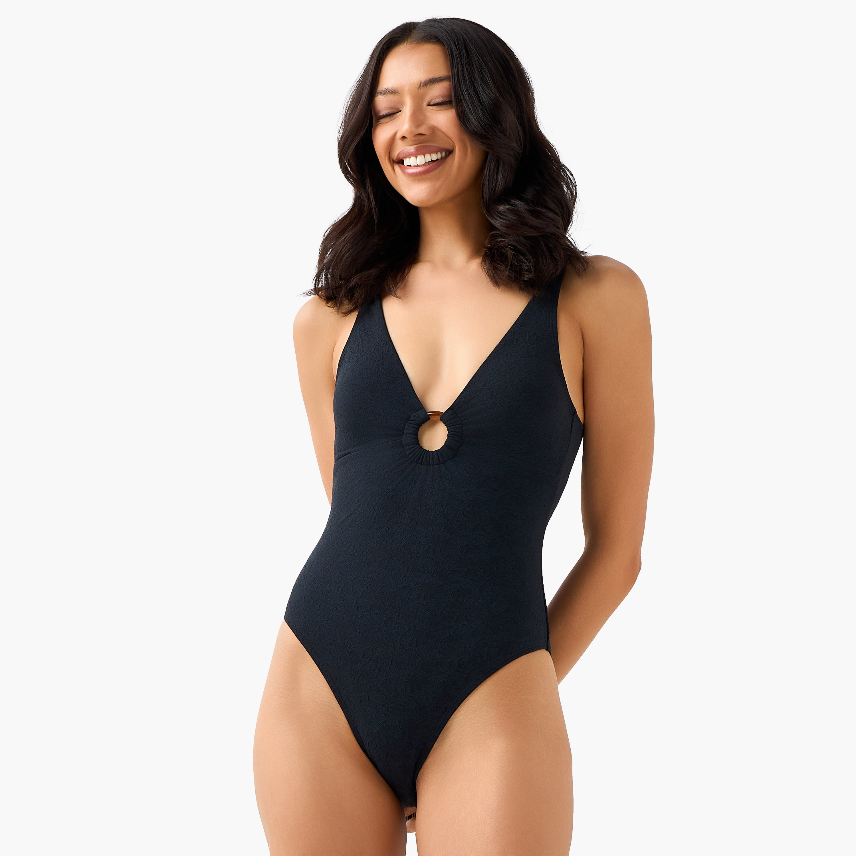 Women Textured Ring Detail Swimsuit-women-clothing-swimandbeach-swimsuits-image-3
