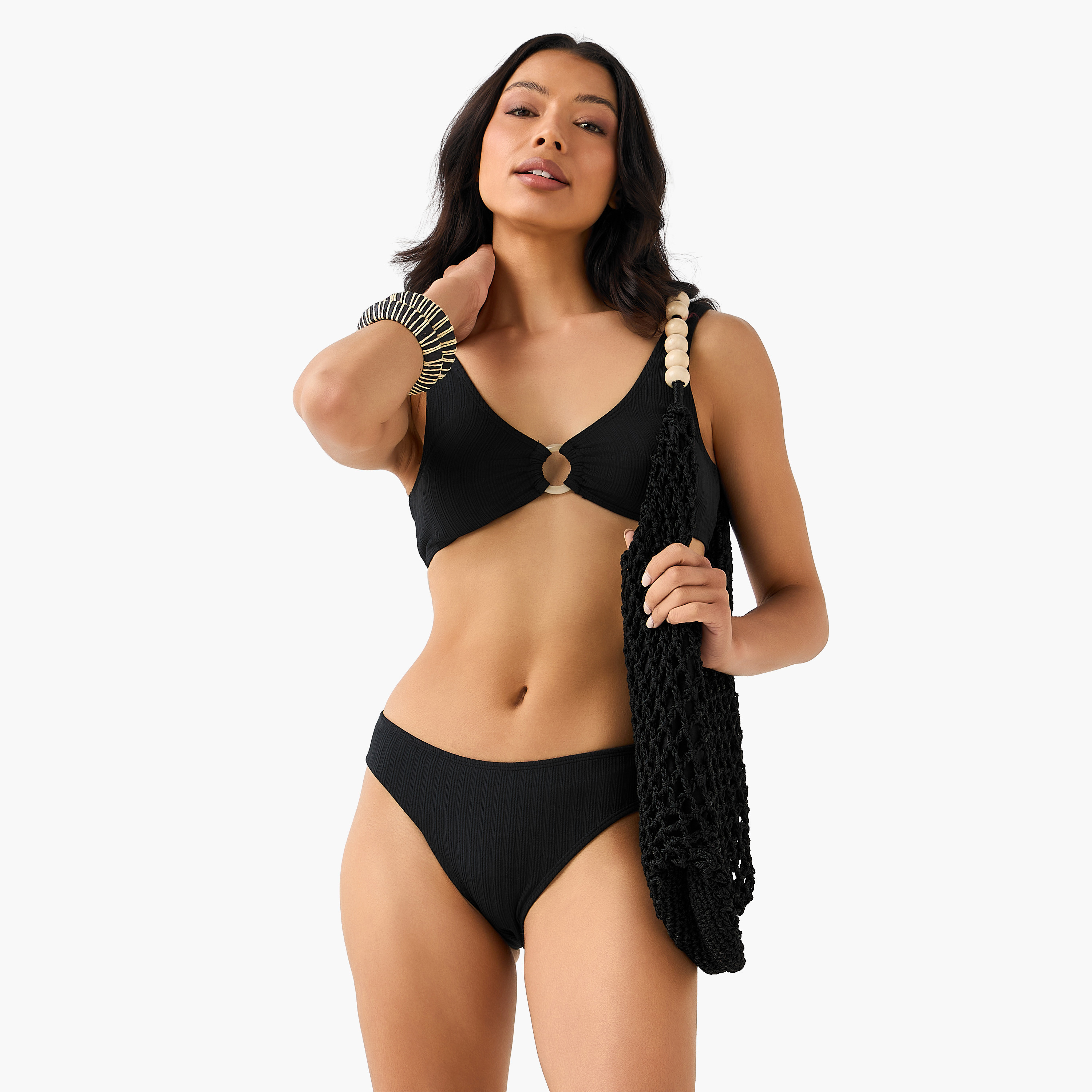 Women Ribbed Ring Detail Bikini Set-women-clothing-swimandbeach-bikinis-image-2