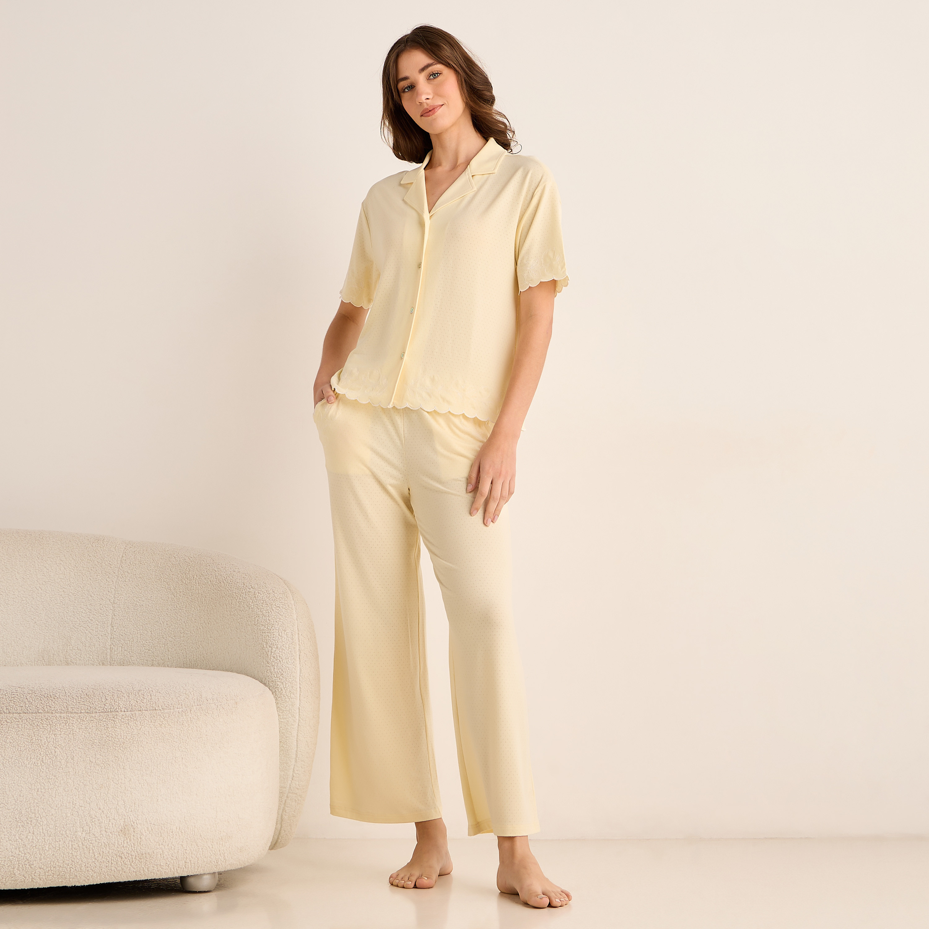 Pyjama Set Button-Down Shirt & Pants-women-clothing-nightwear-pyjamas-longsets-image-1