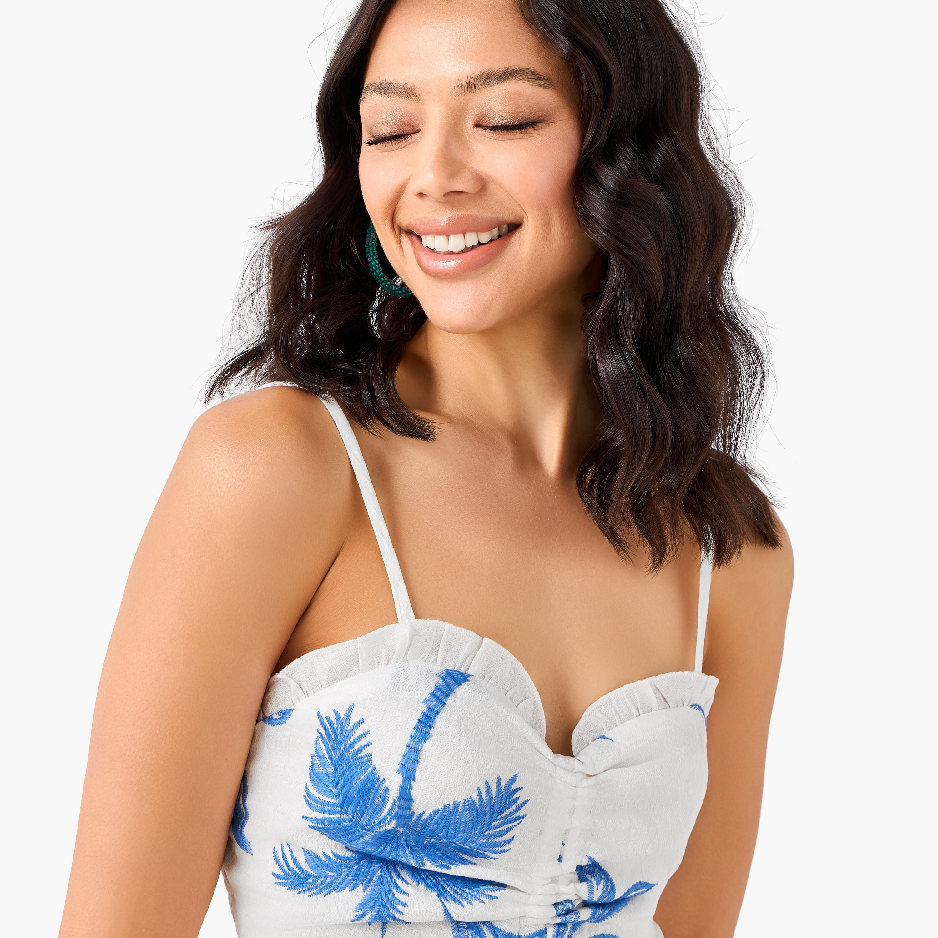 Women Palm Embroidered Ruched Bandeau-women-clothing-swimandbeach-beachwear-image-6