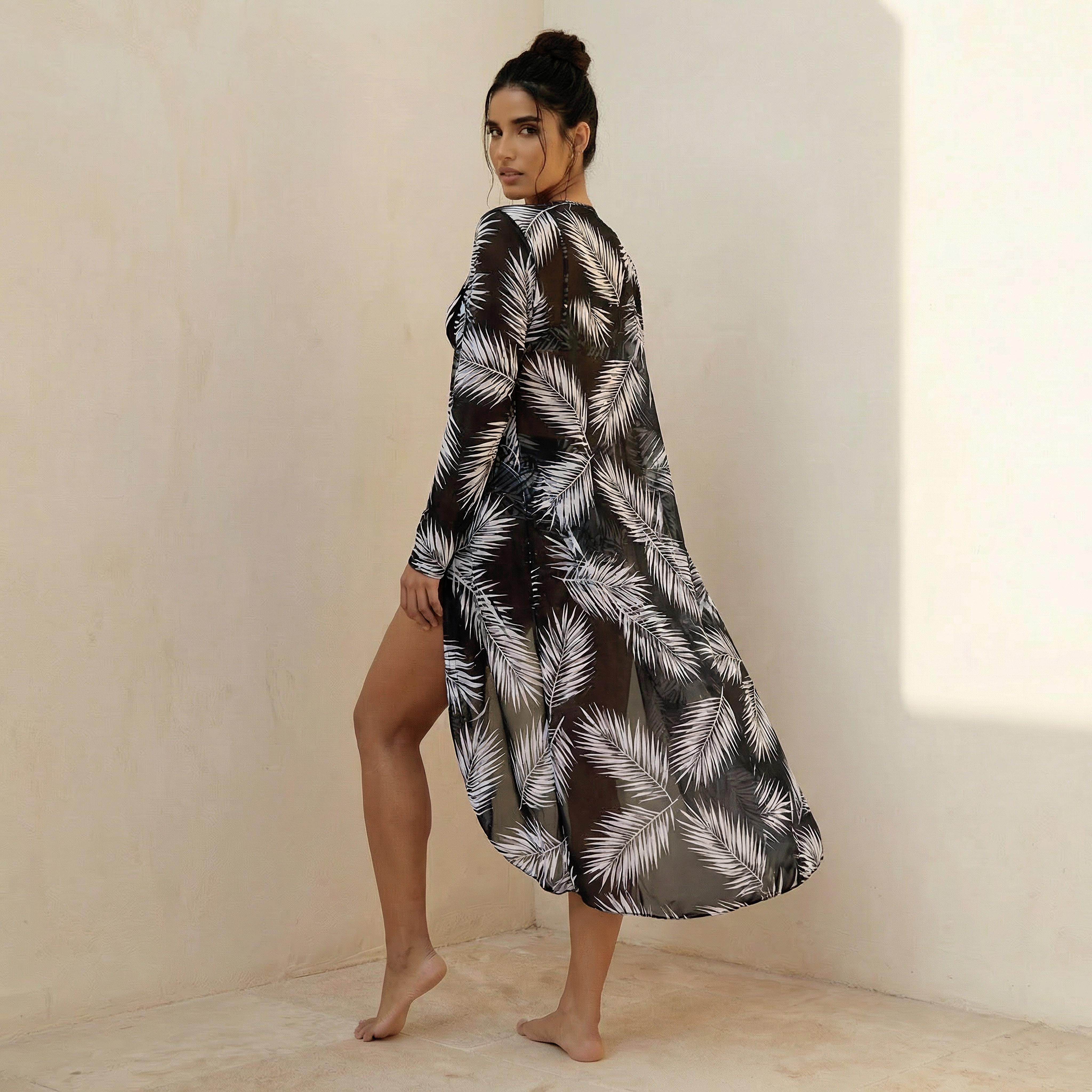 Women Palm Leaf Print Bikini with Cover Up-women-clothing-swimandbeach-bikinis-image-6