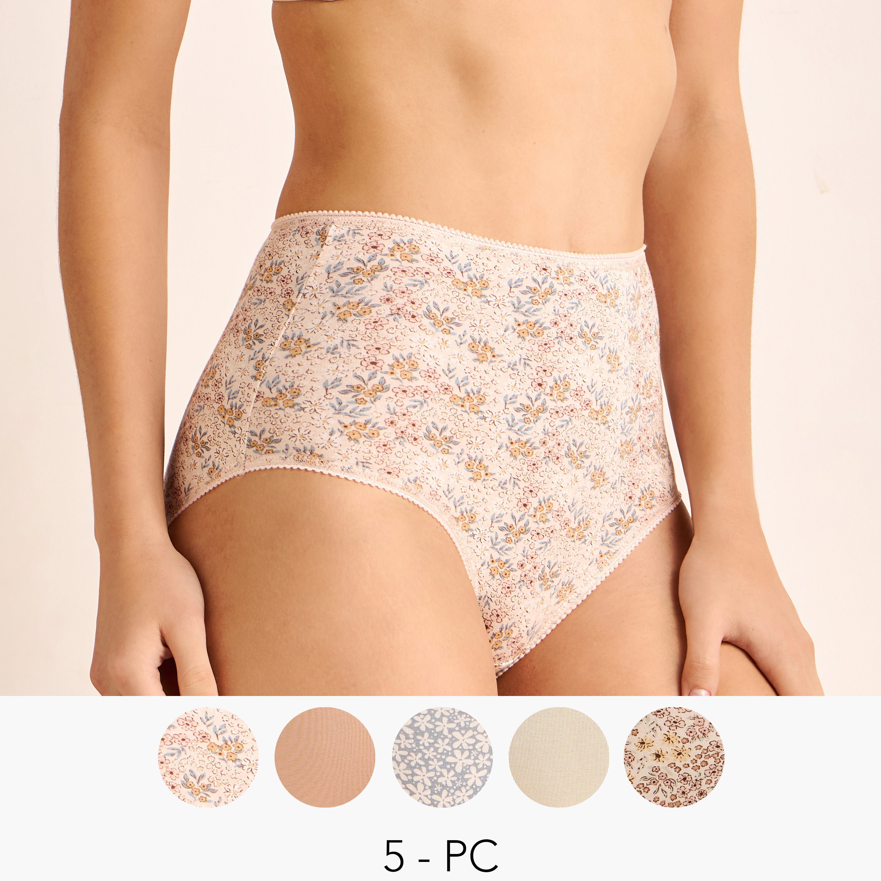 Set of 5 - Full Briefs High-Waist with Assorted Design-women-clothing-lingerie-panties-image-1