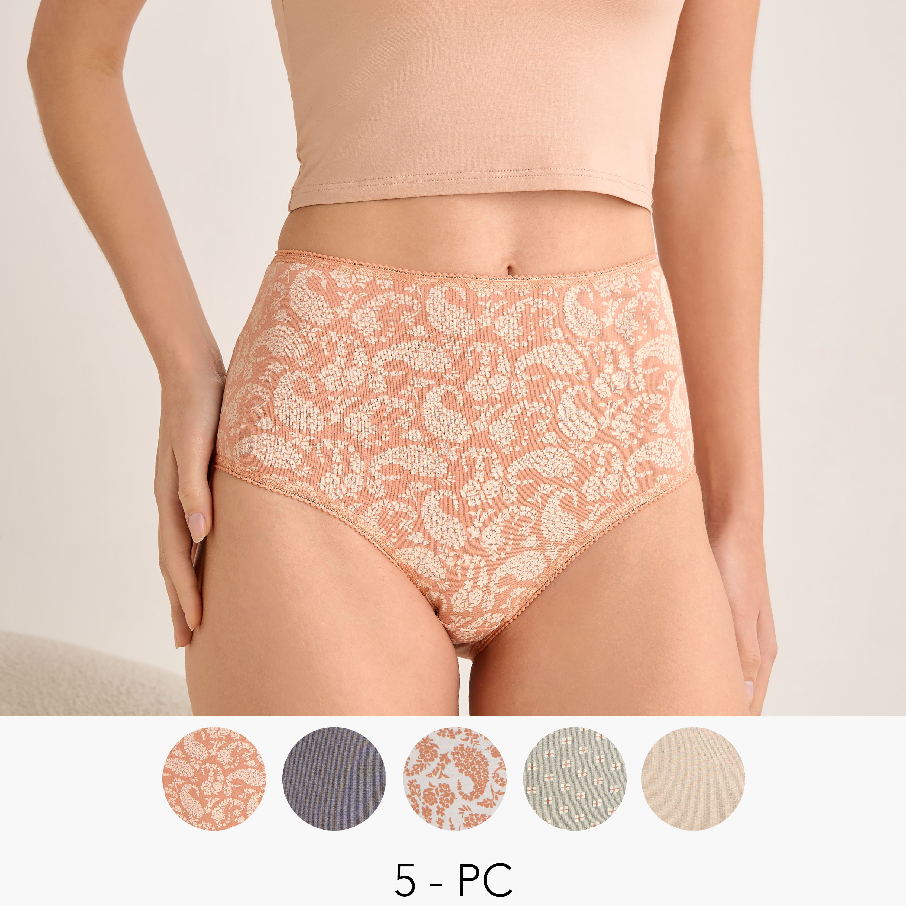 Set of 5 - Full Briefs High Waist-women-clothing-lingerie-panties-image-1