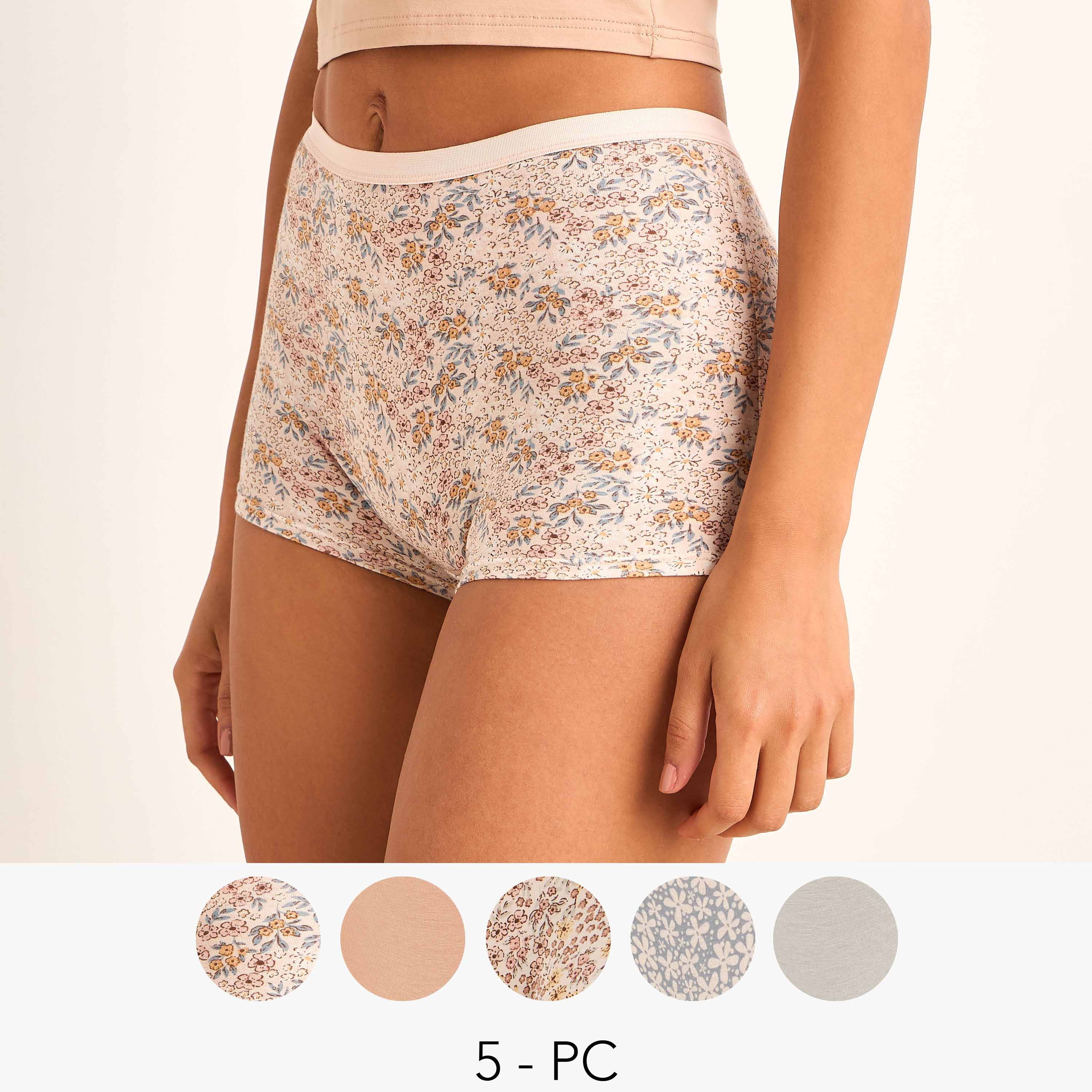 Set of 5 - Boyshort Briefs with Assorted Design-women-clothing-lingerie-panties-image-1