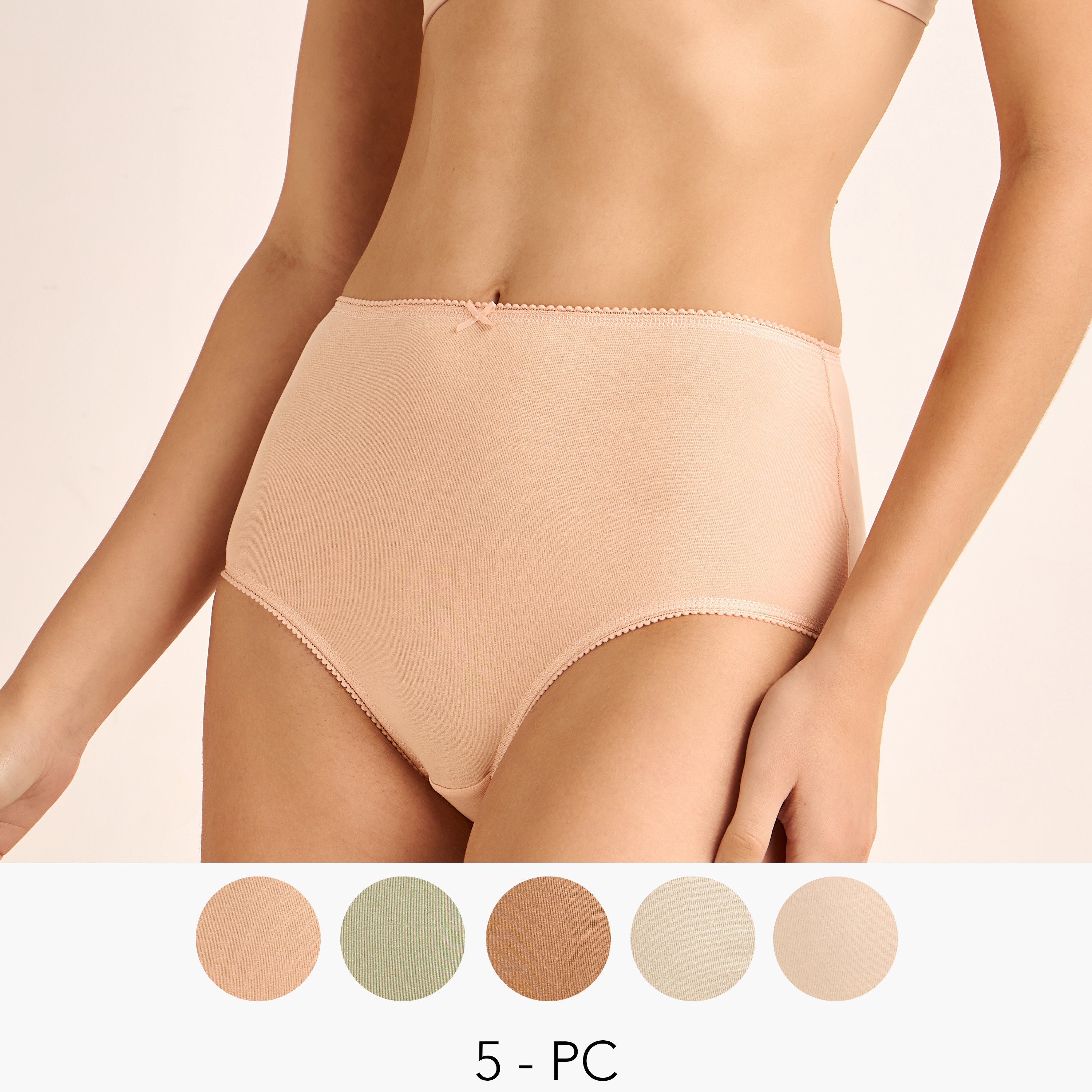 Set of 5 - Full Briefs High-Waist with Lace Trim-women-clothing-lingerie-panties-image-1