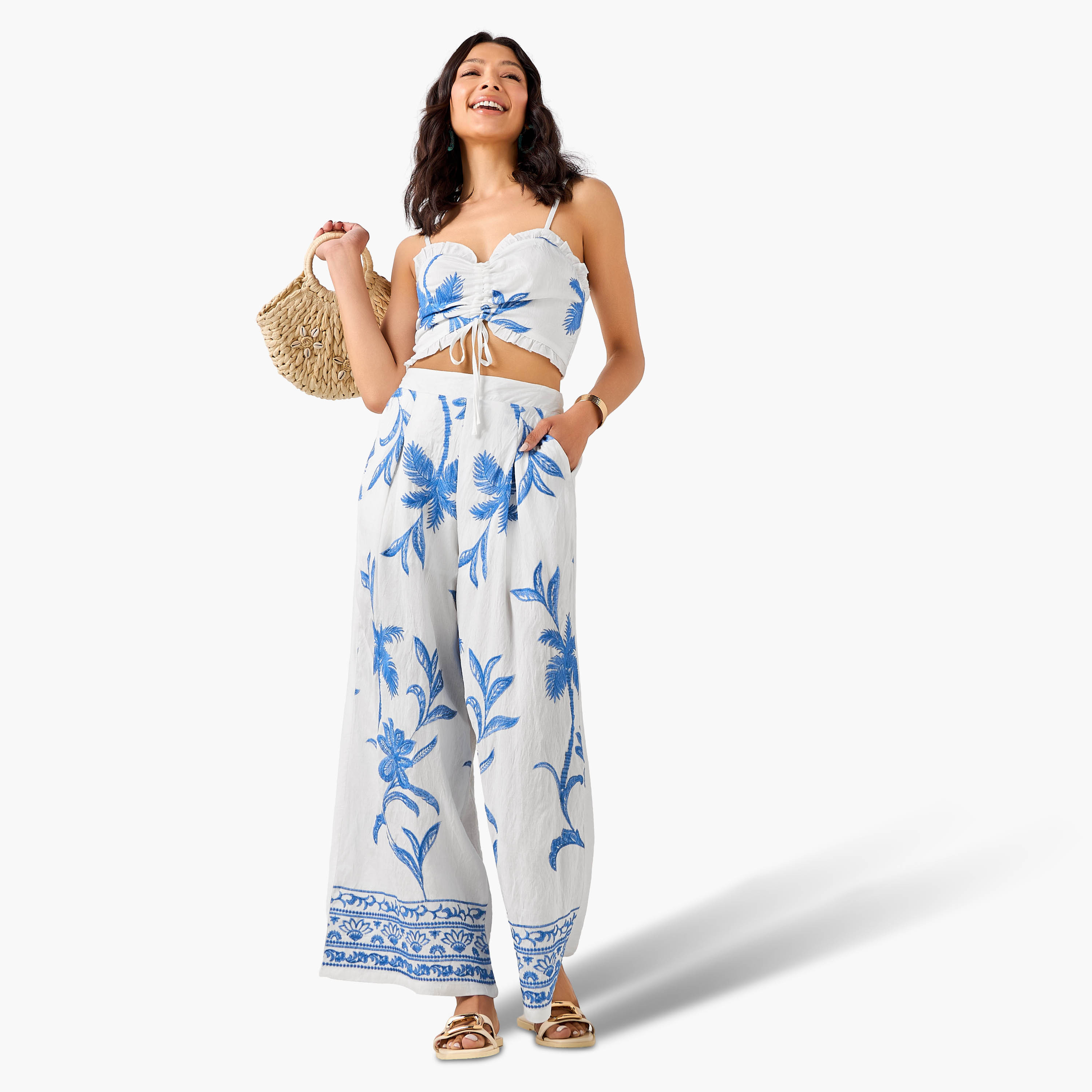 Women Embroidered Wide Leg Trousers-women-clothing-swimandbeach-beachwear-image-4