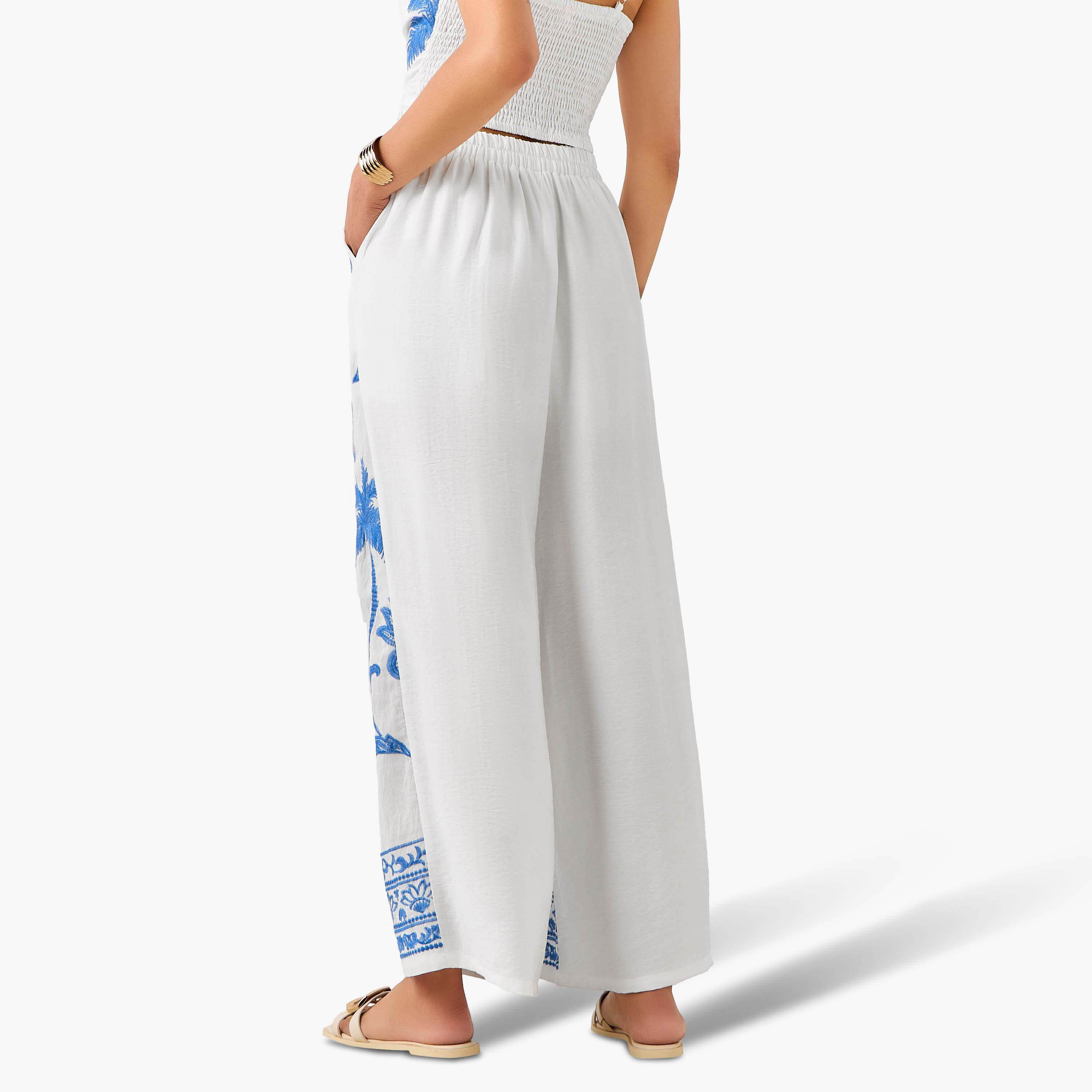 Women Embroidered Wide Leg Trousers-women-clothing-swimandbeach-beachwear-image-6