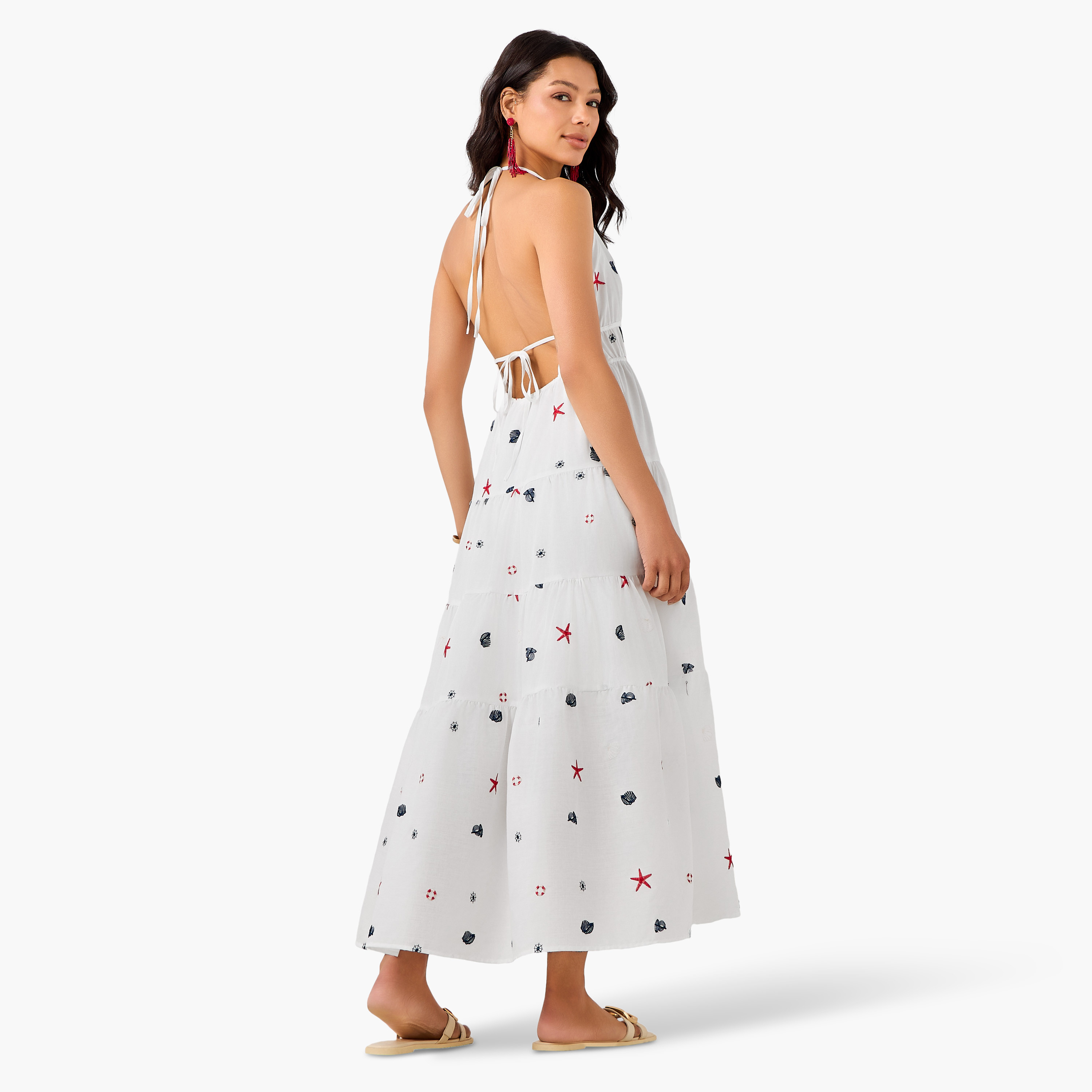 Women Tiered Nautical Embroidery Dress-women-clothing-swimandbeach-beachwear-image-5