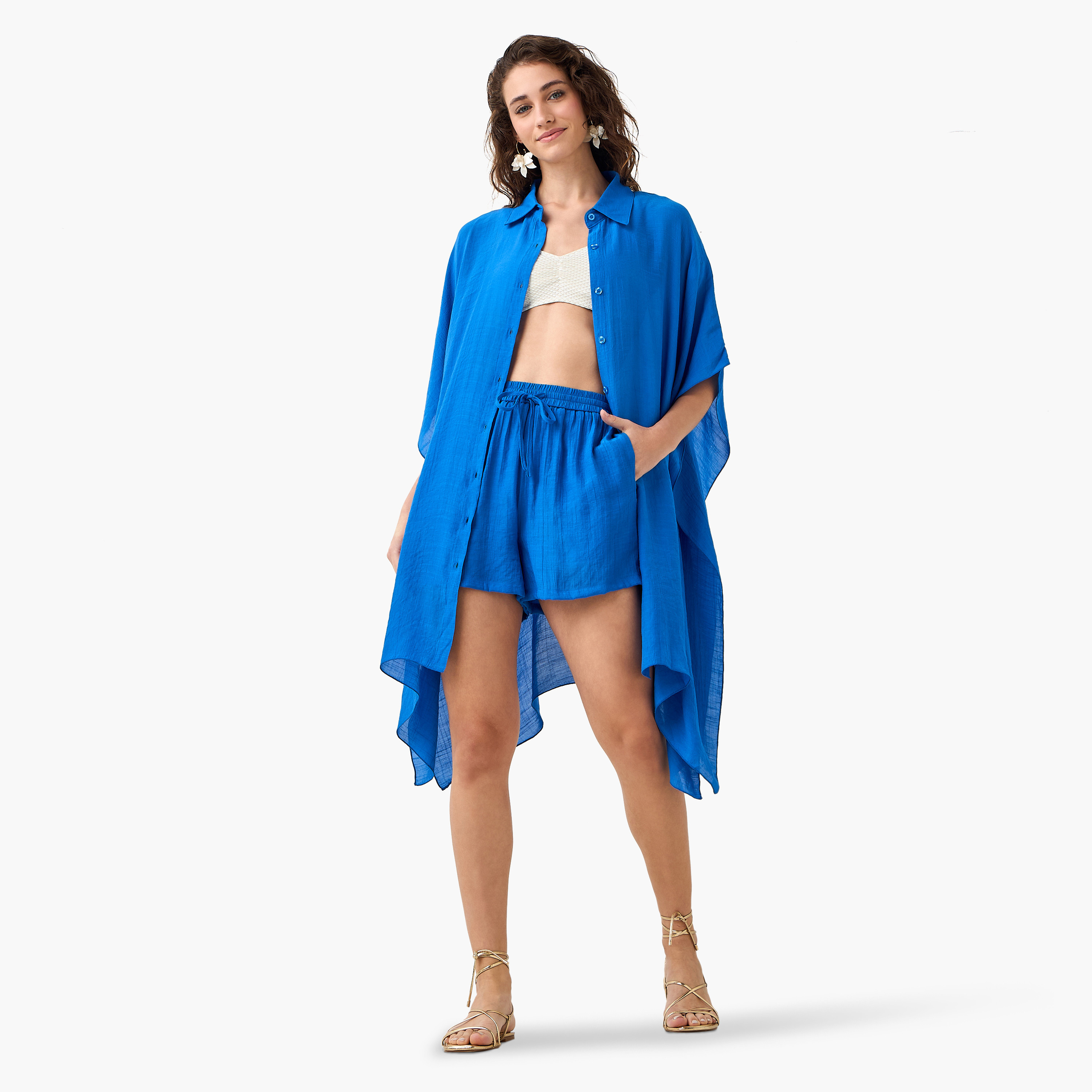 Women Asymmetric Shirt and Shorts Set-women-clothing-swimandbeach-beachwear-image-3