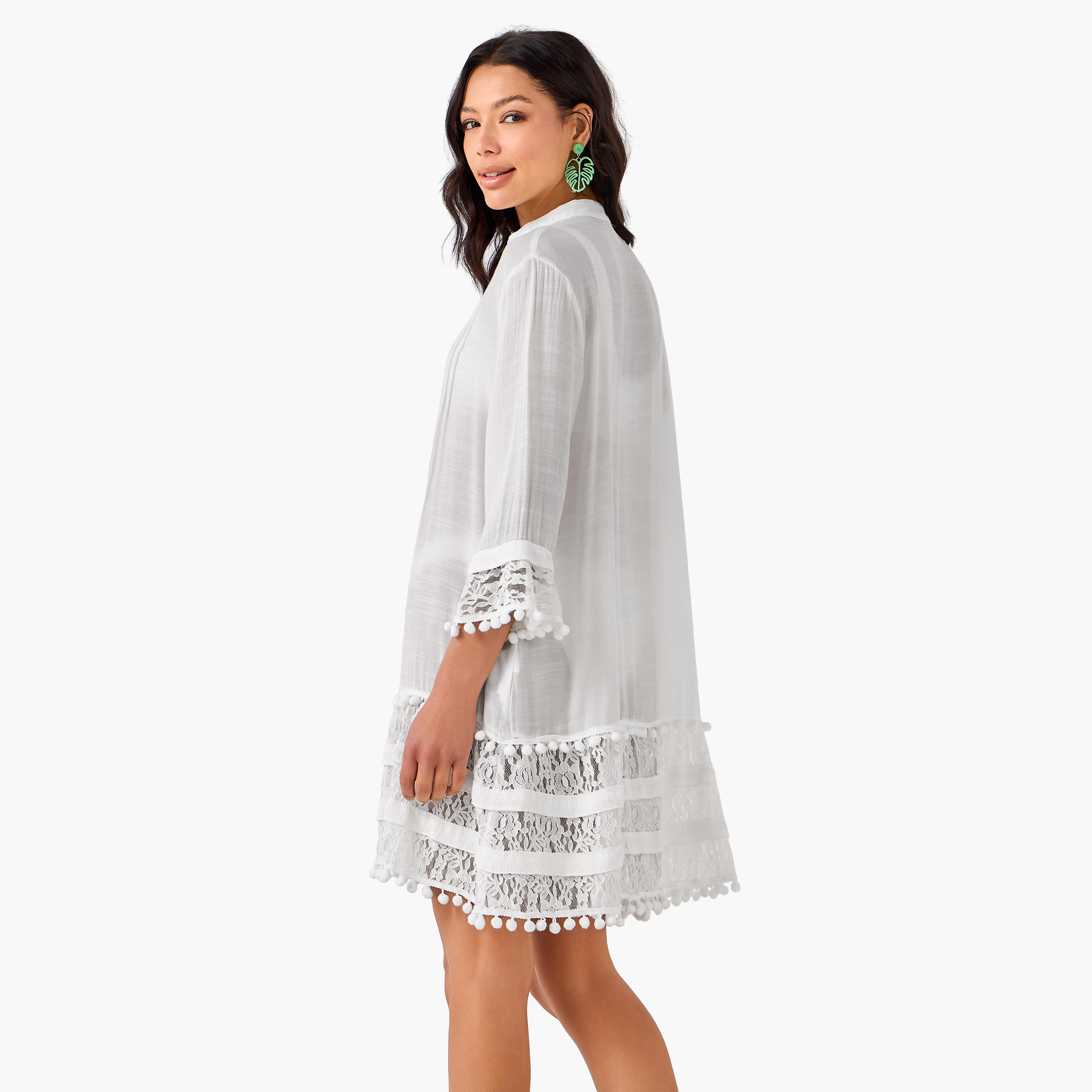 Women Lace Pom Pom Trim Cover-Up Top-women-clothing-swimandbeach-coverups-image-5