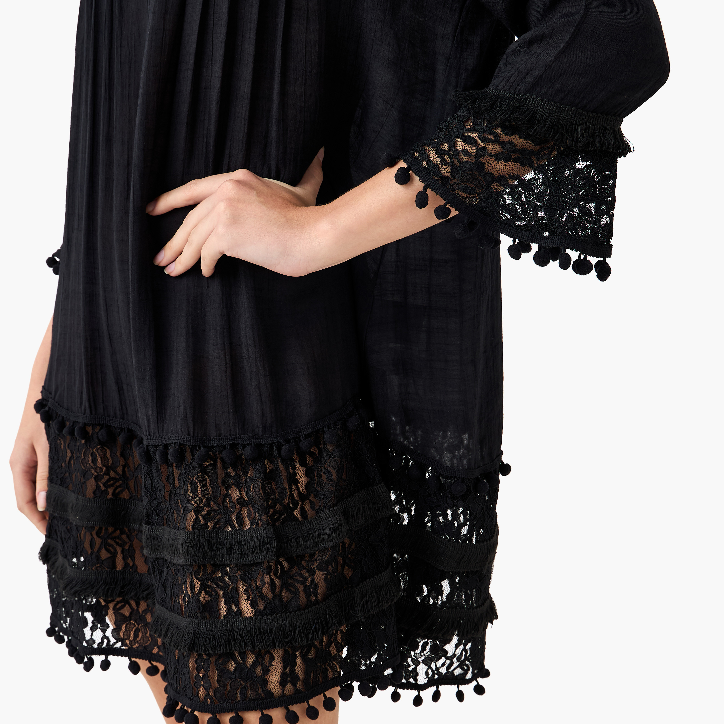 Women Lace and Pom-Pom Detail Cover-Up-women-clothing-swimandbeach-coverups-image-5