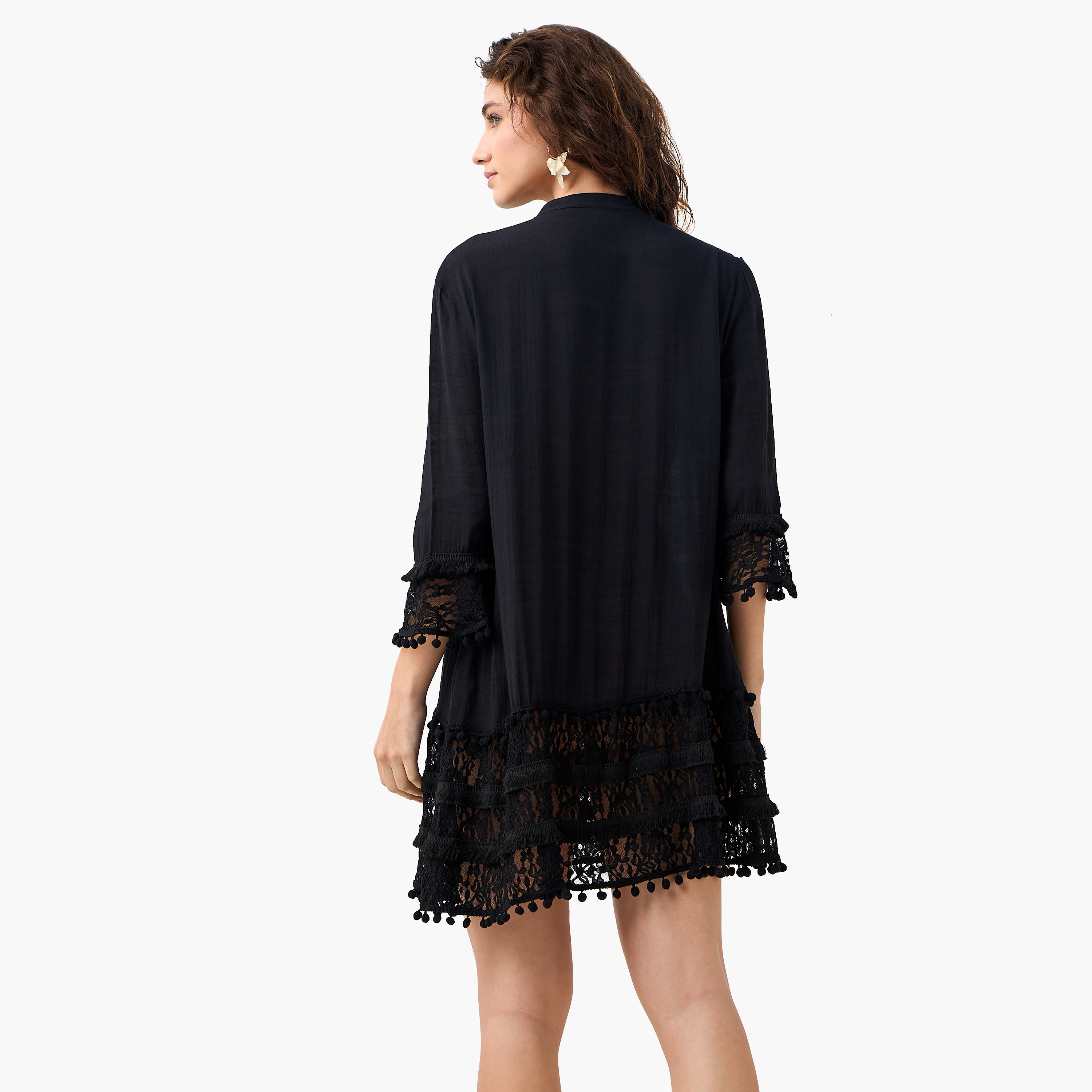 Women Lace and Pom-Pom Detail Cover-Up-women-clothing-swimandbeach-coverups-image-4